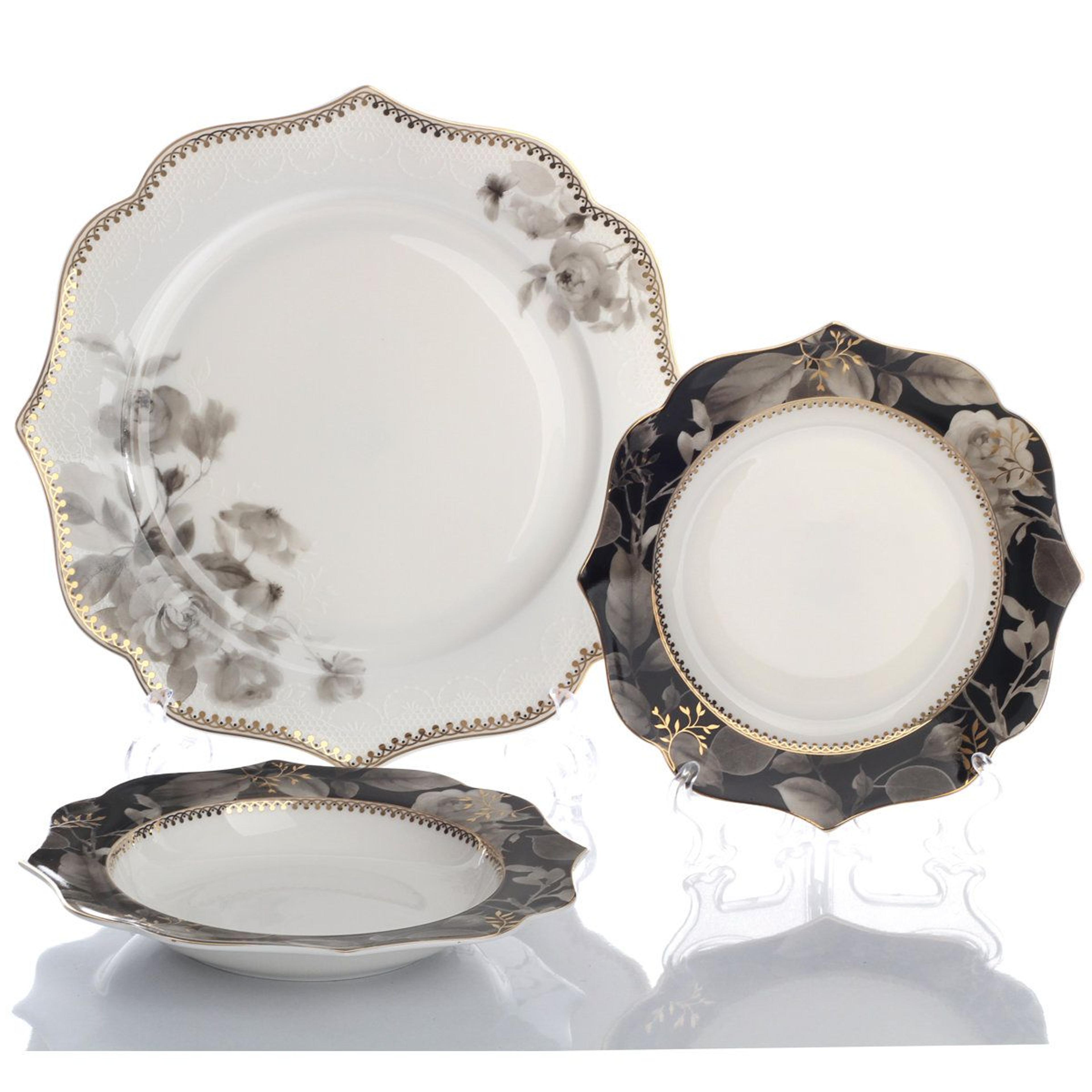 18 piece bone china dinnerware set floral gold rim service for 6