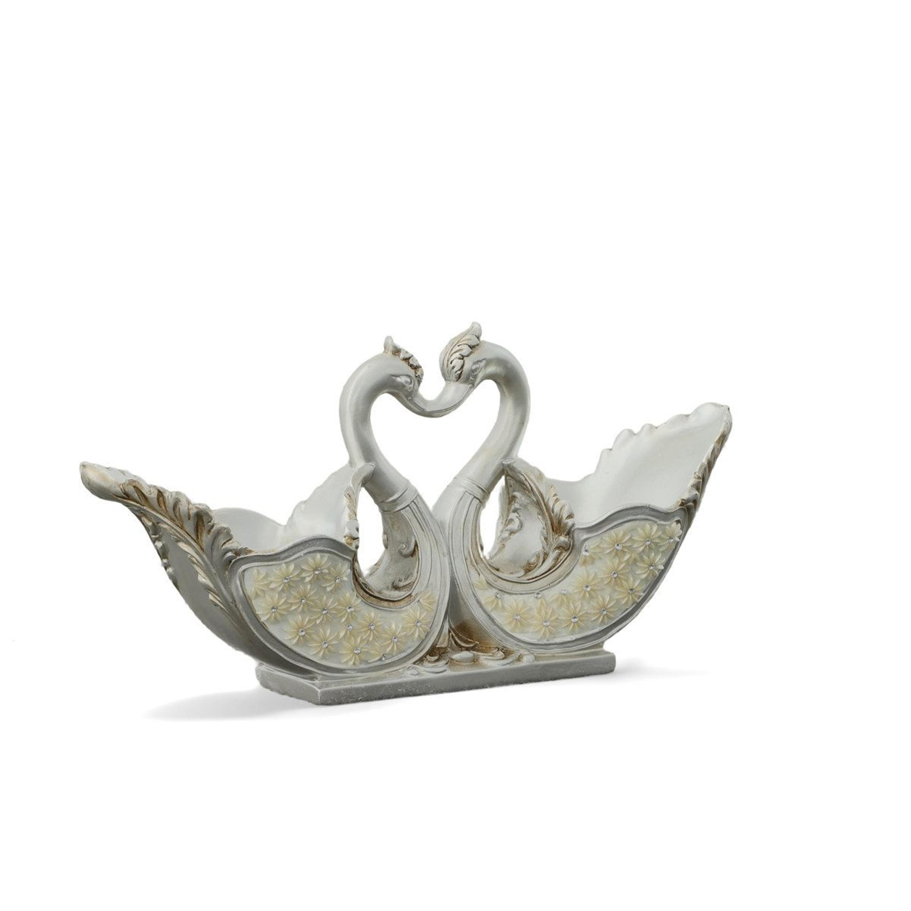 hand painted resin table vase with paisley pattern in white and pearl