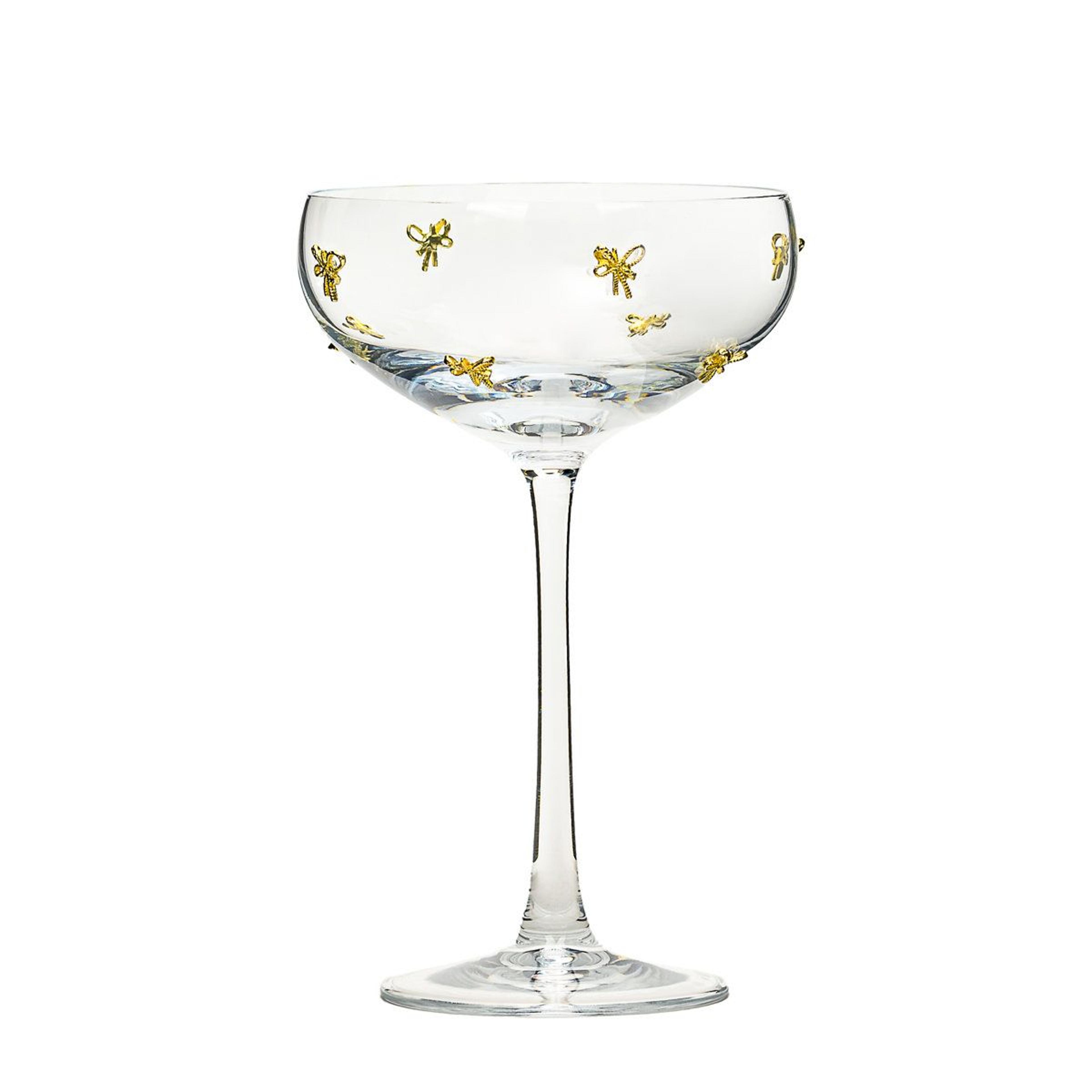 gold bow coupe glass set 9 oz clear glassware set of 4