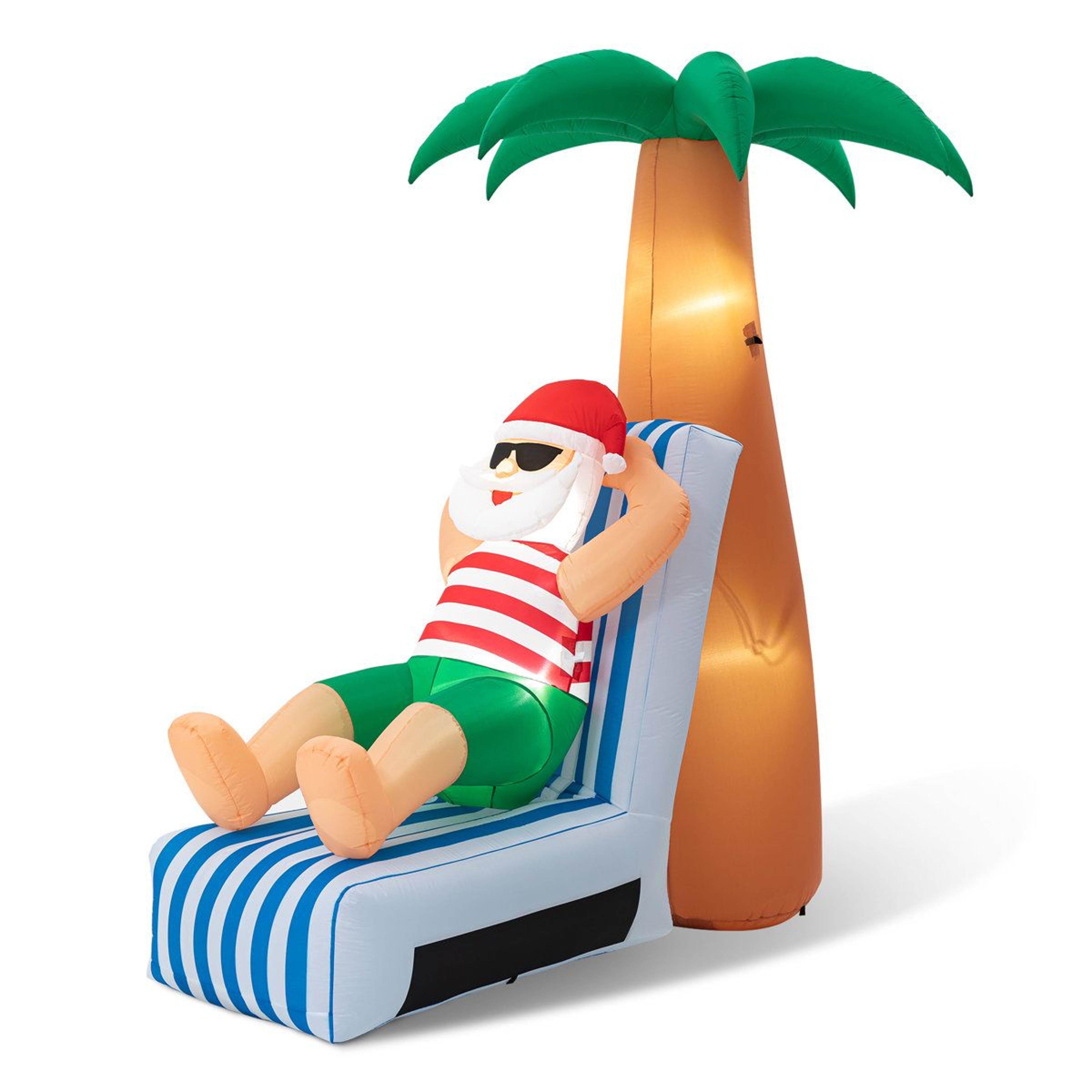 6ft lighted inflatable santa coconut tree christmas yard decoration