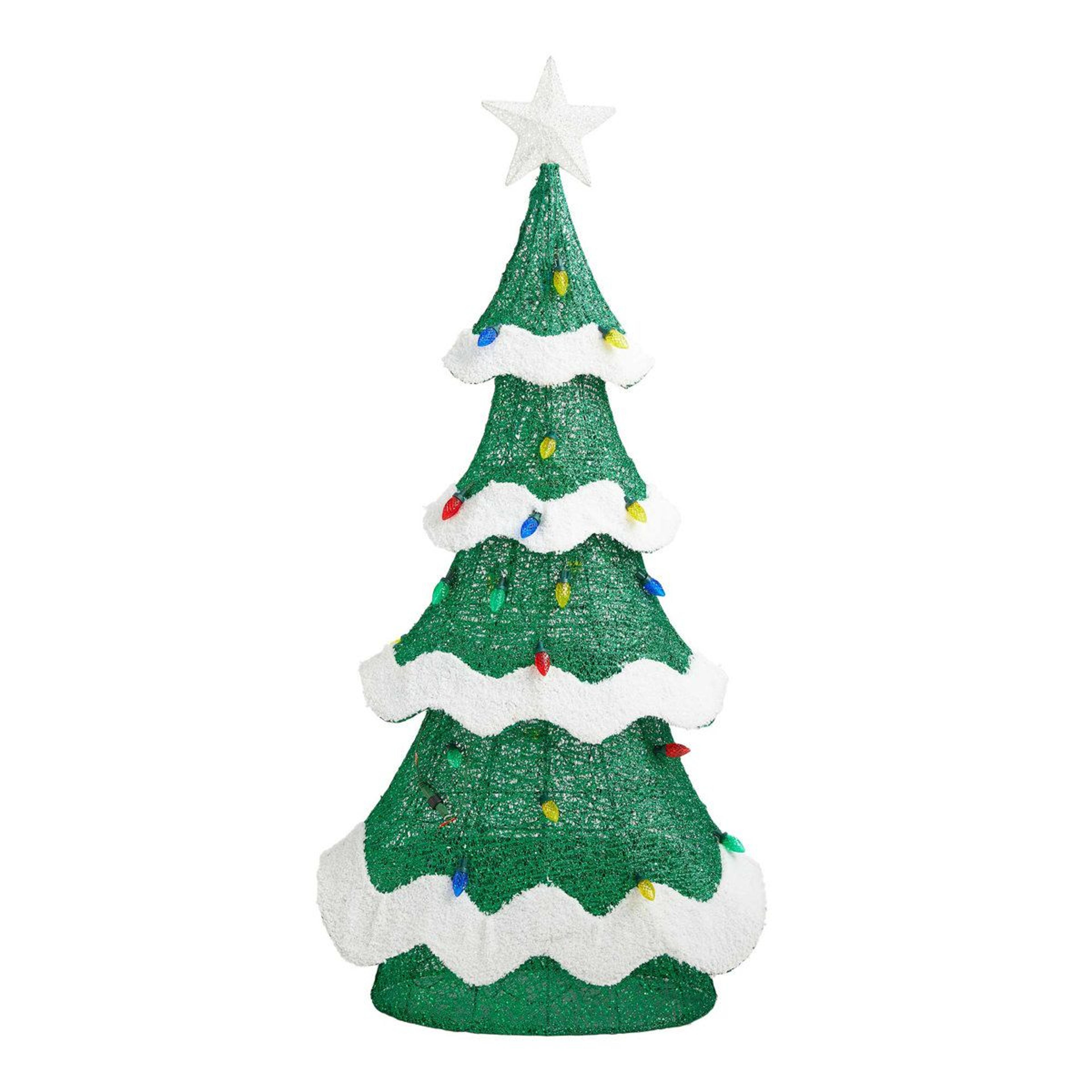 56.25 inch led lighted christmas tree with green mesh metal frame and 171 lights