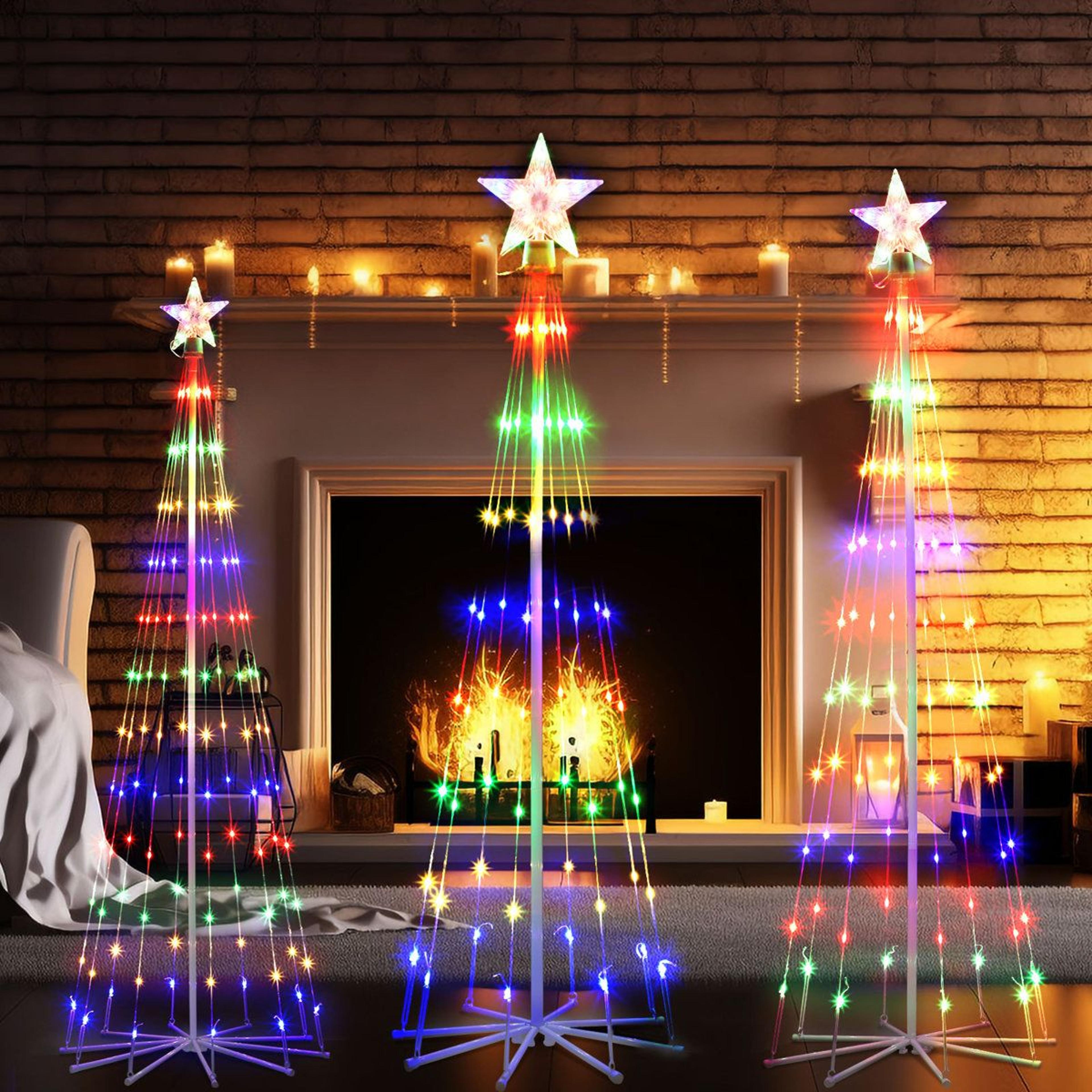 3-piece led lighted christmas trees set weather-resistant indoor outdoor decor