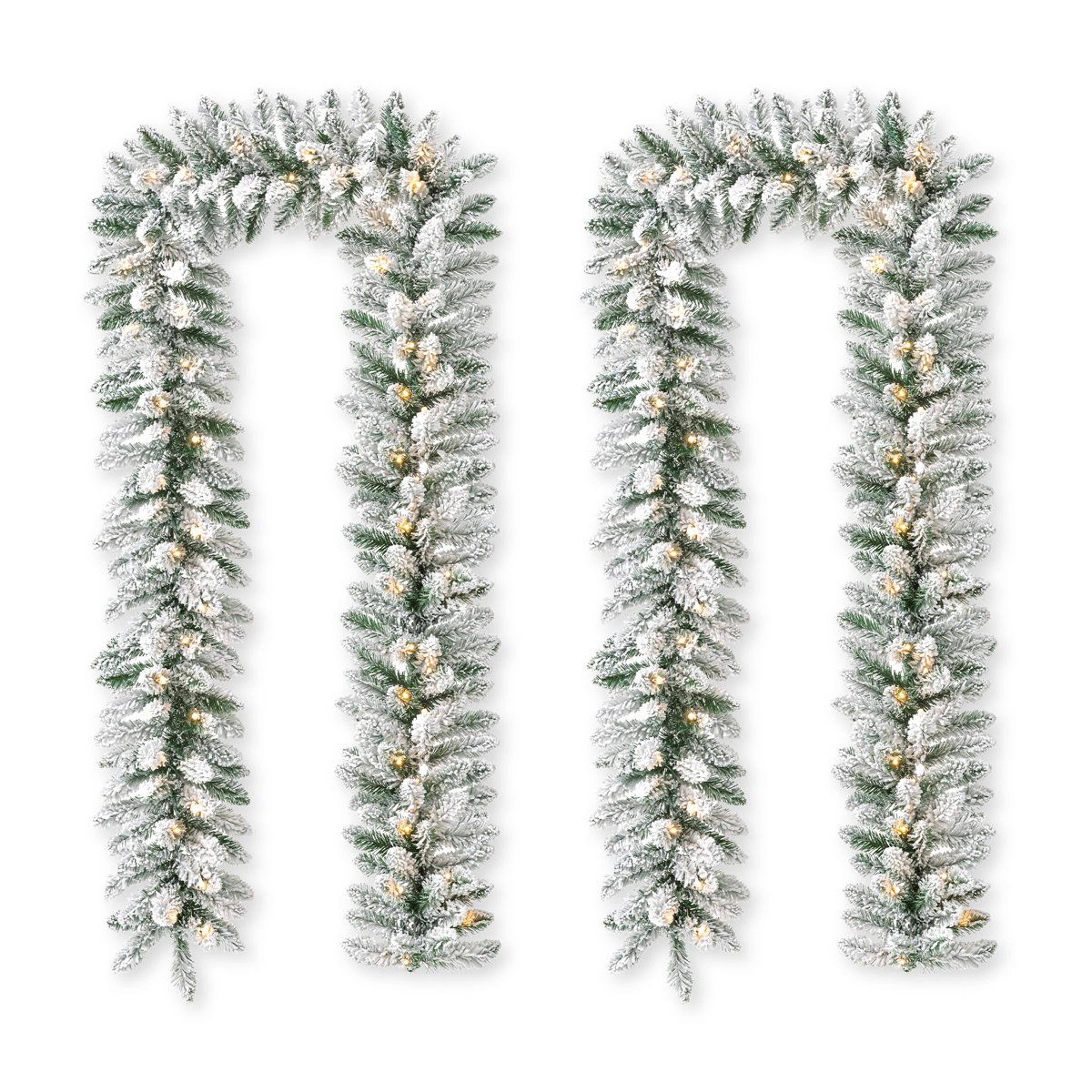 72 inch frosted pre lit christmas garland set with warm white led lights