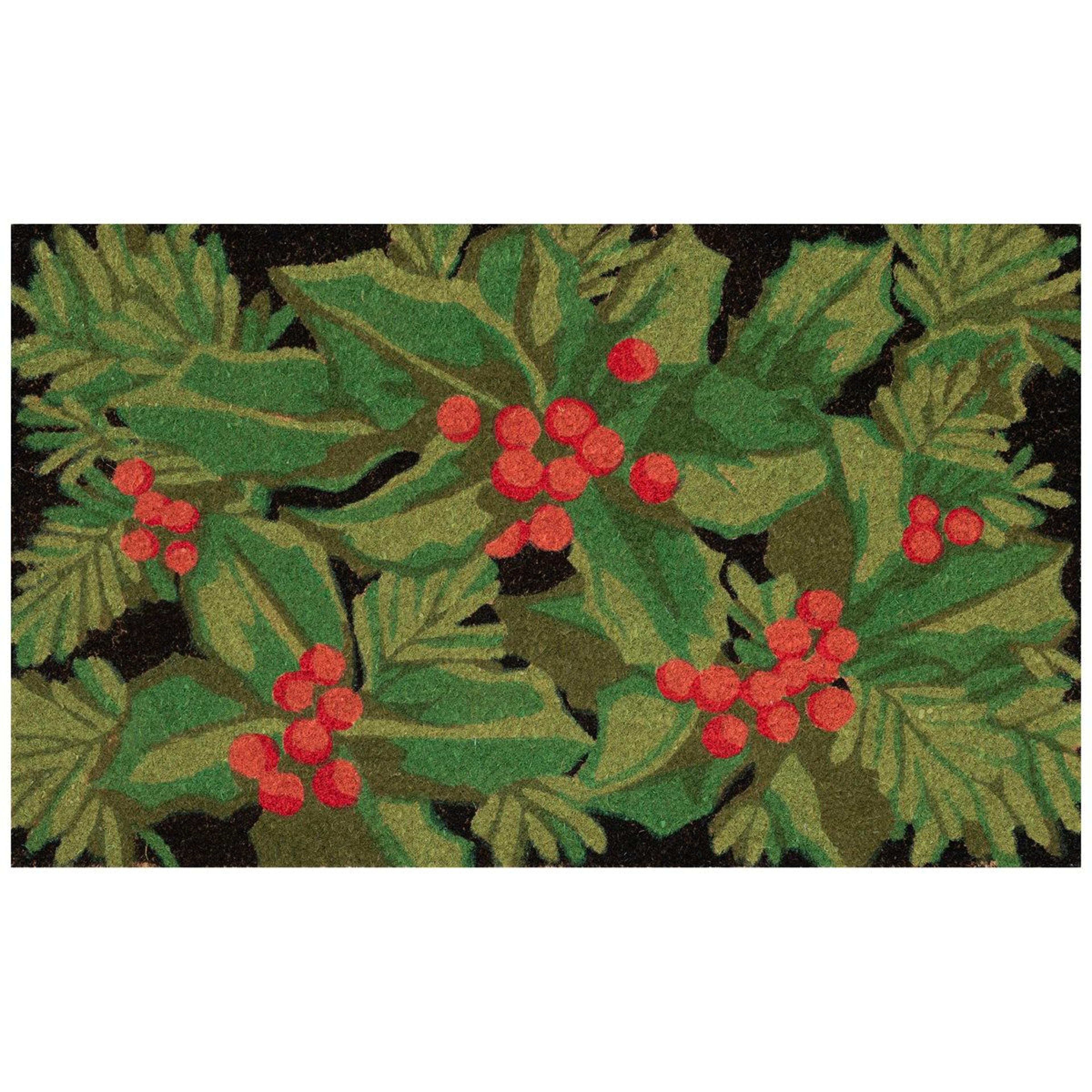 christmas outdoor coir doormat with non-slip rubber backing 18 x 30 in