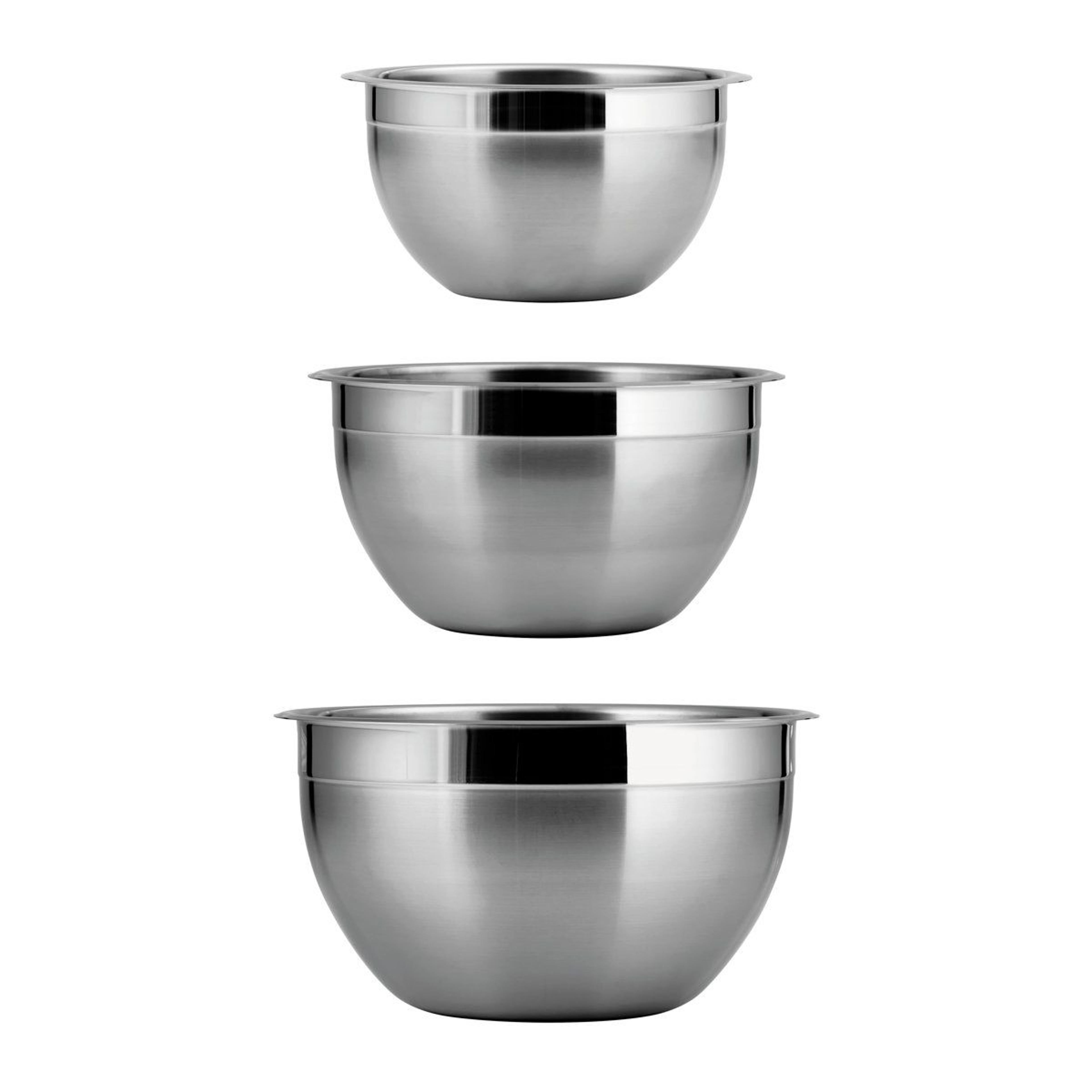 3 piece stainless steel mixing bowl set with nesting design