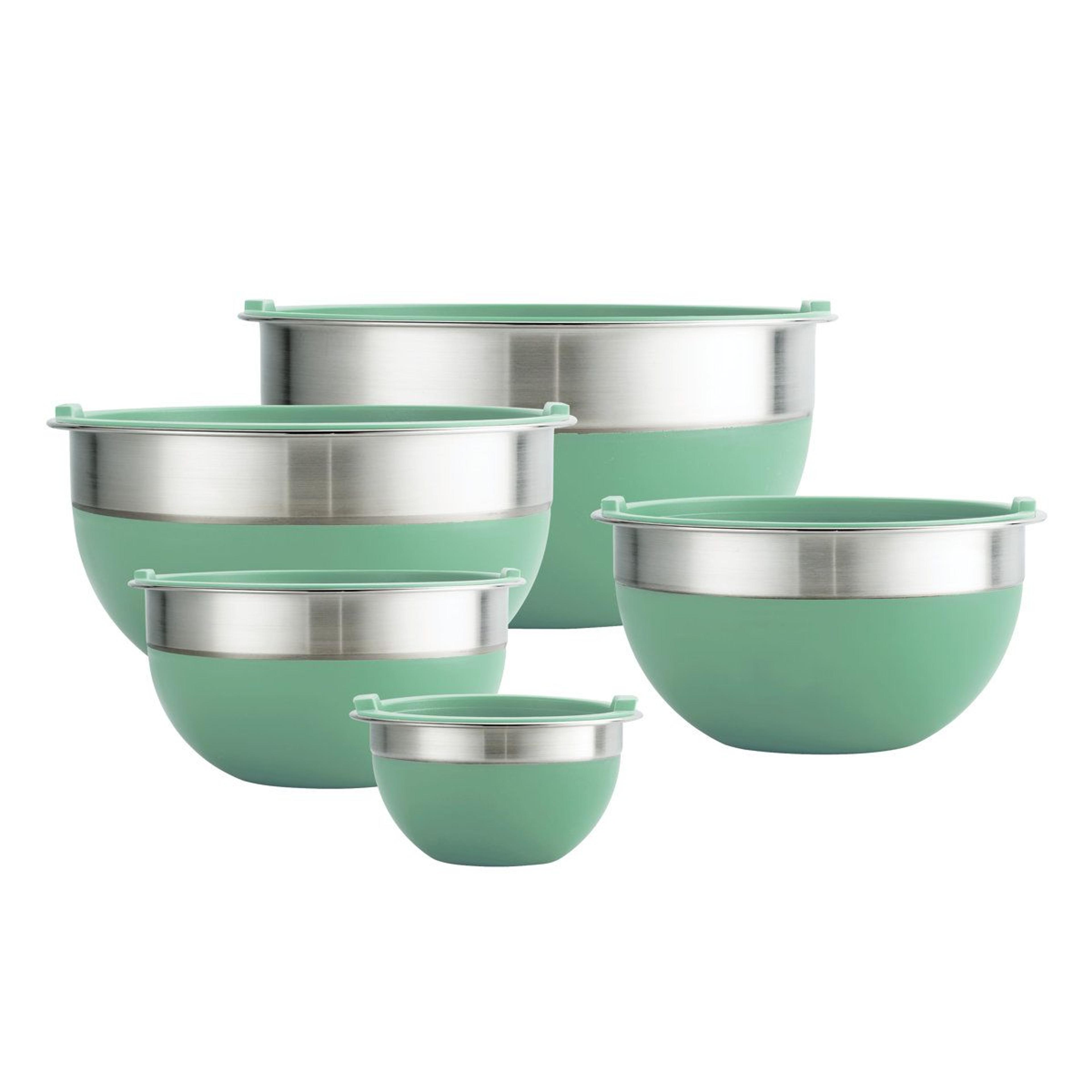 10 piece stainless steel mixing bowl set with lids and silicone grip
