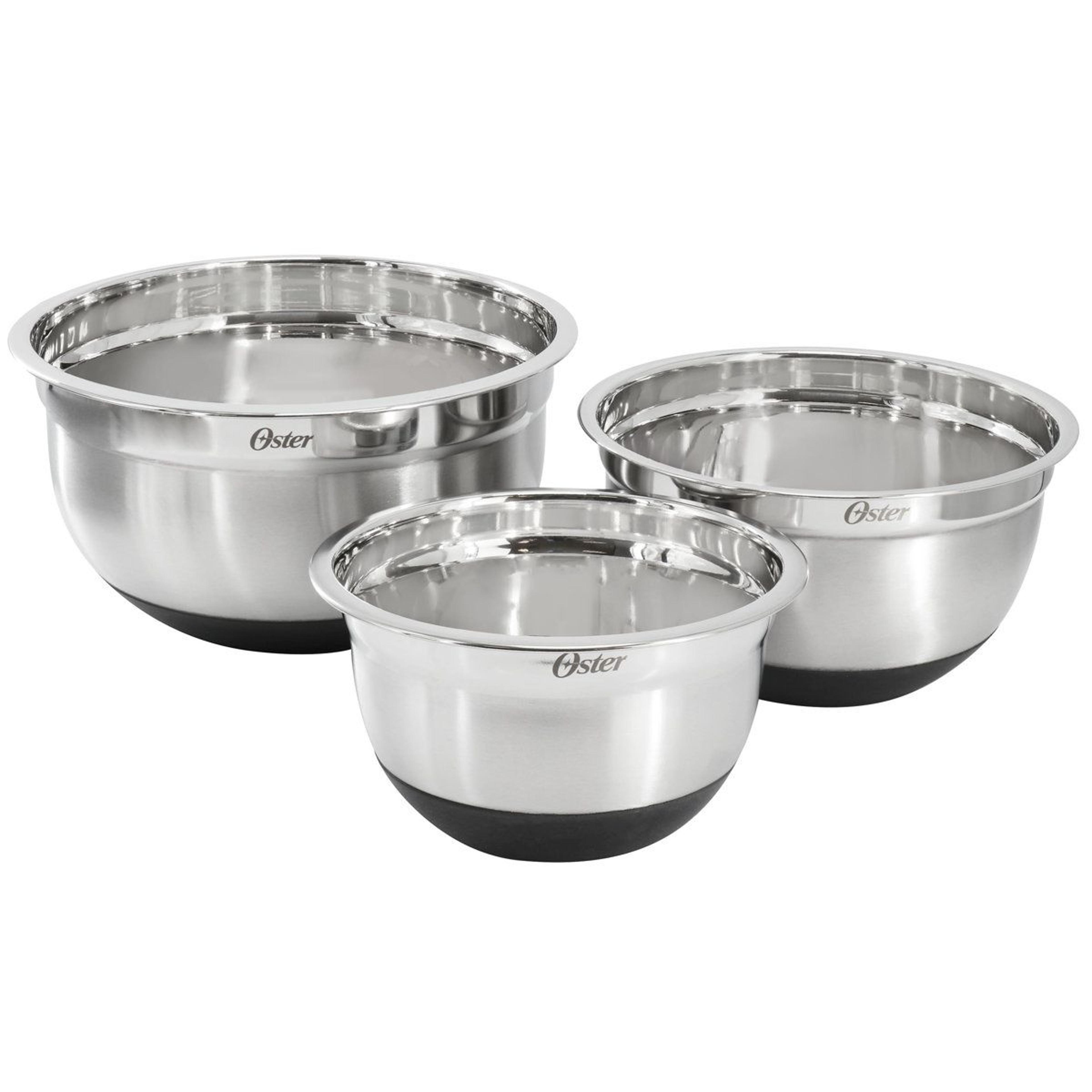 stainless steel 3 piece mixing bowl set with non-slip bases