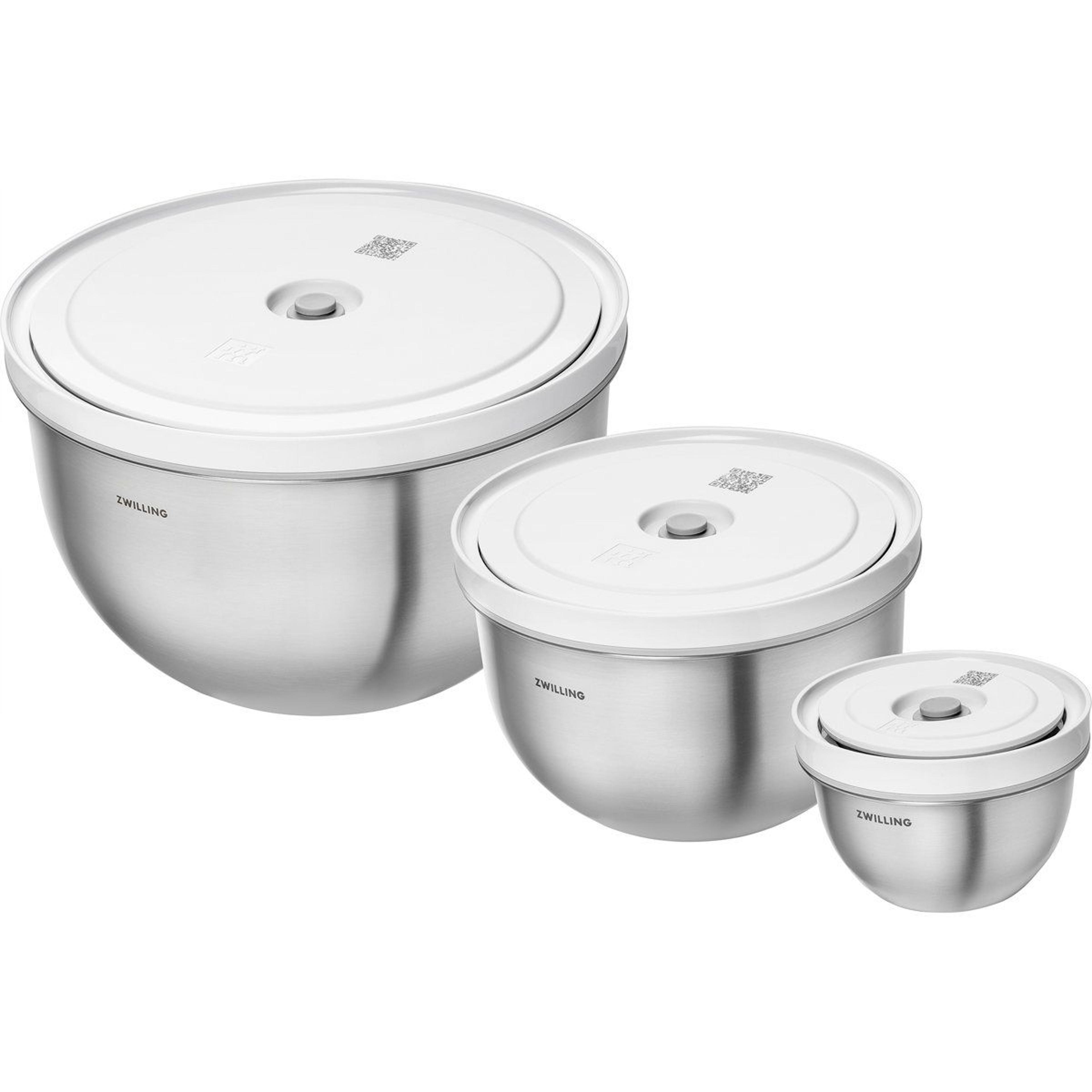 stainless steel vacuum mixing bowl set with airtight lids 3 piece