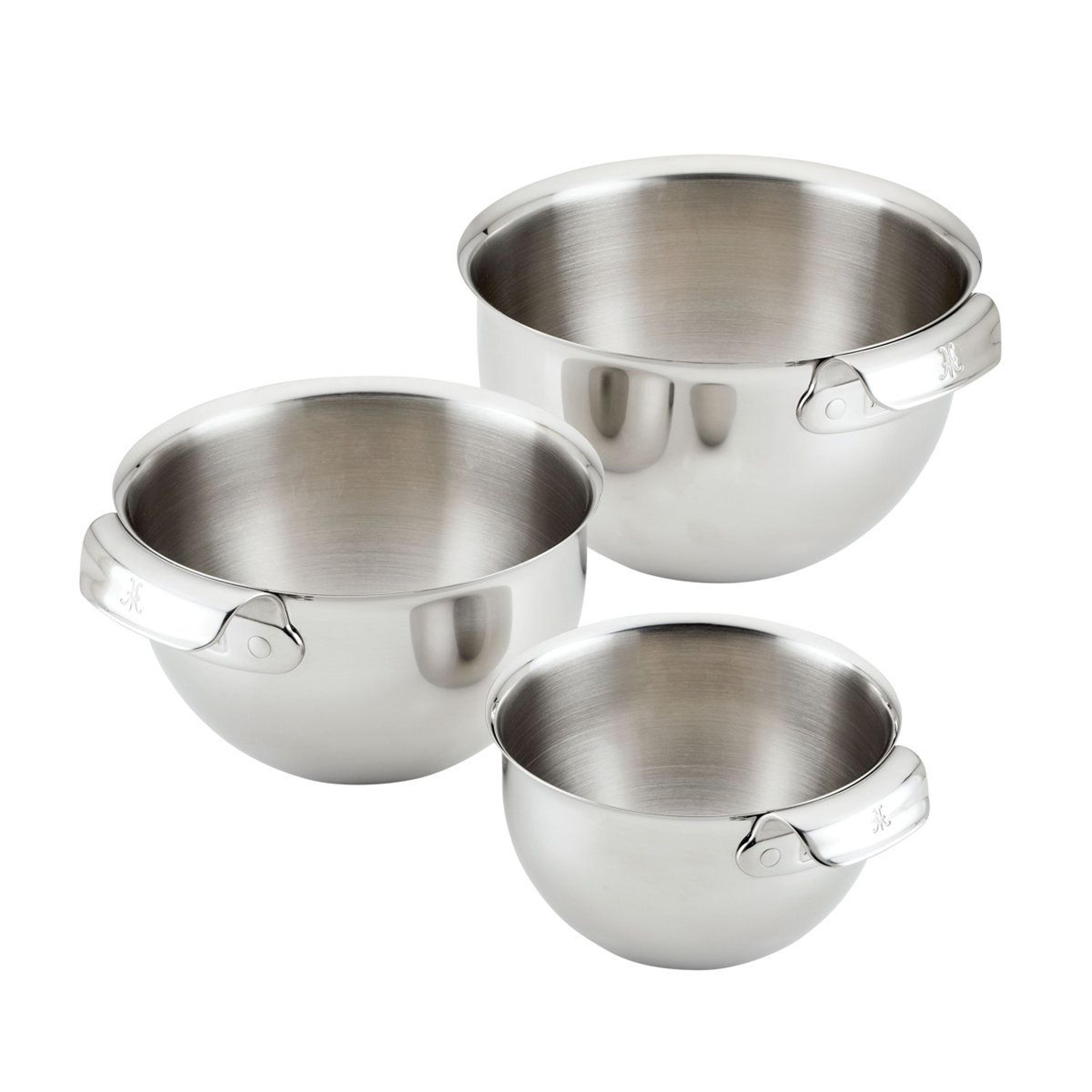 3 piece stainless steel mixing bowl set with handles