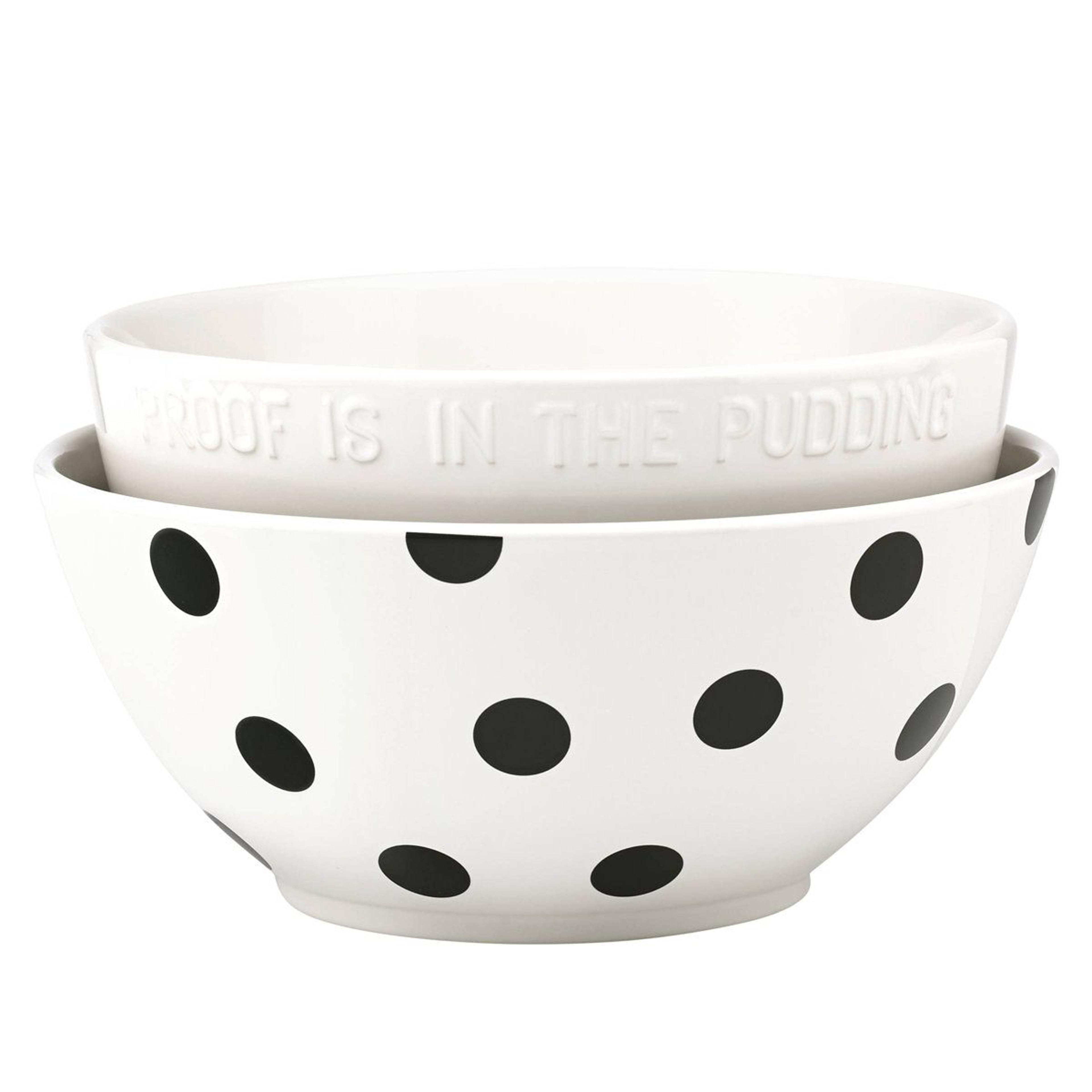 deco dot stoneware nested mixing bowl set 2 piece