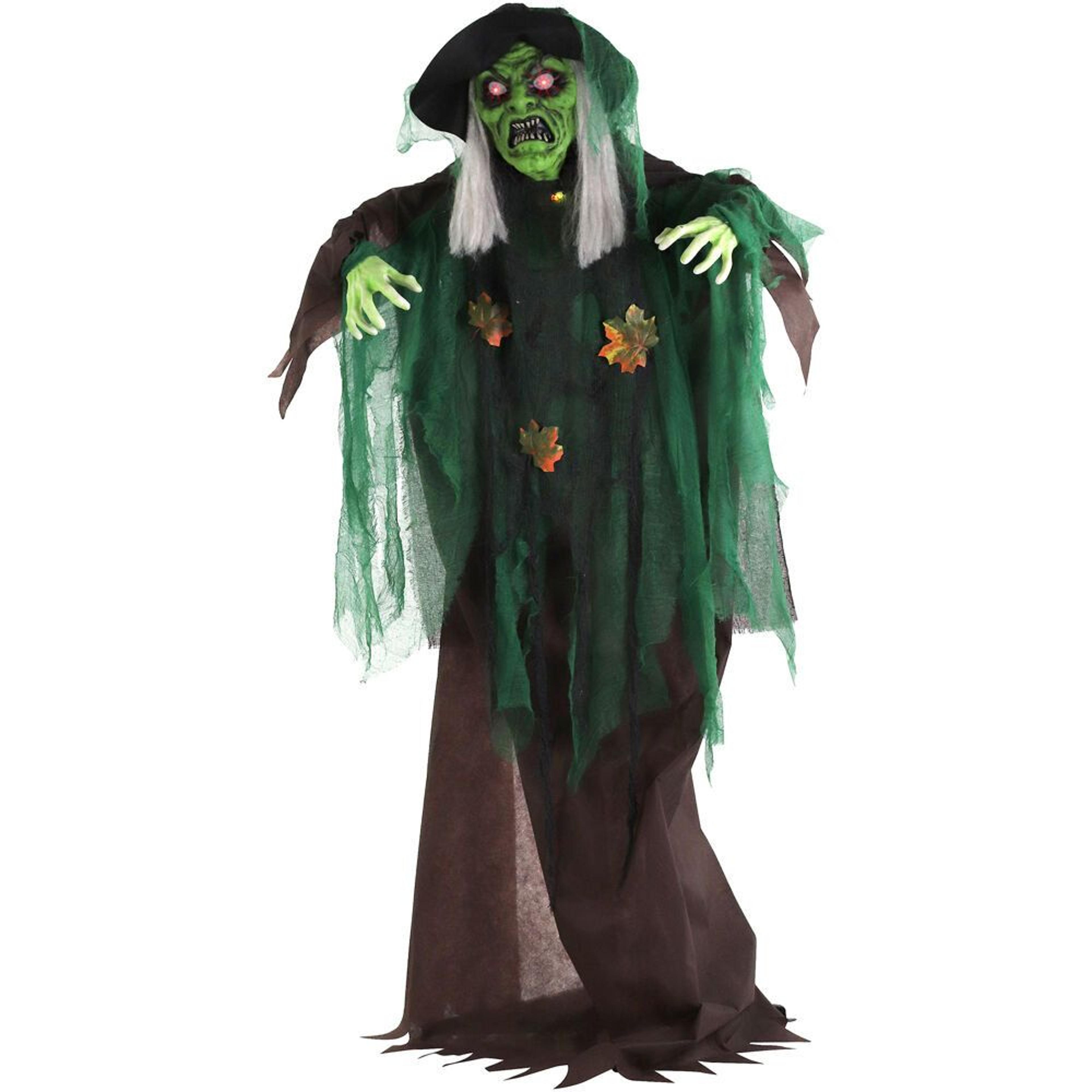 6 ft. talking forest witch animatronic with motion sensor and led lights