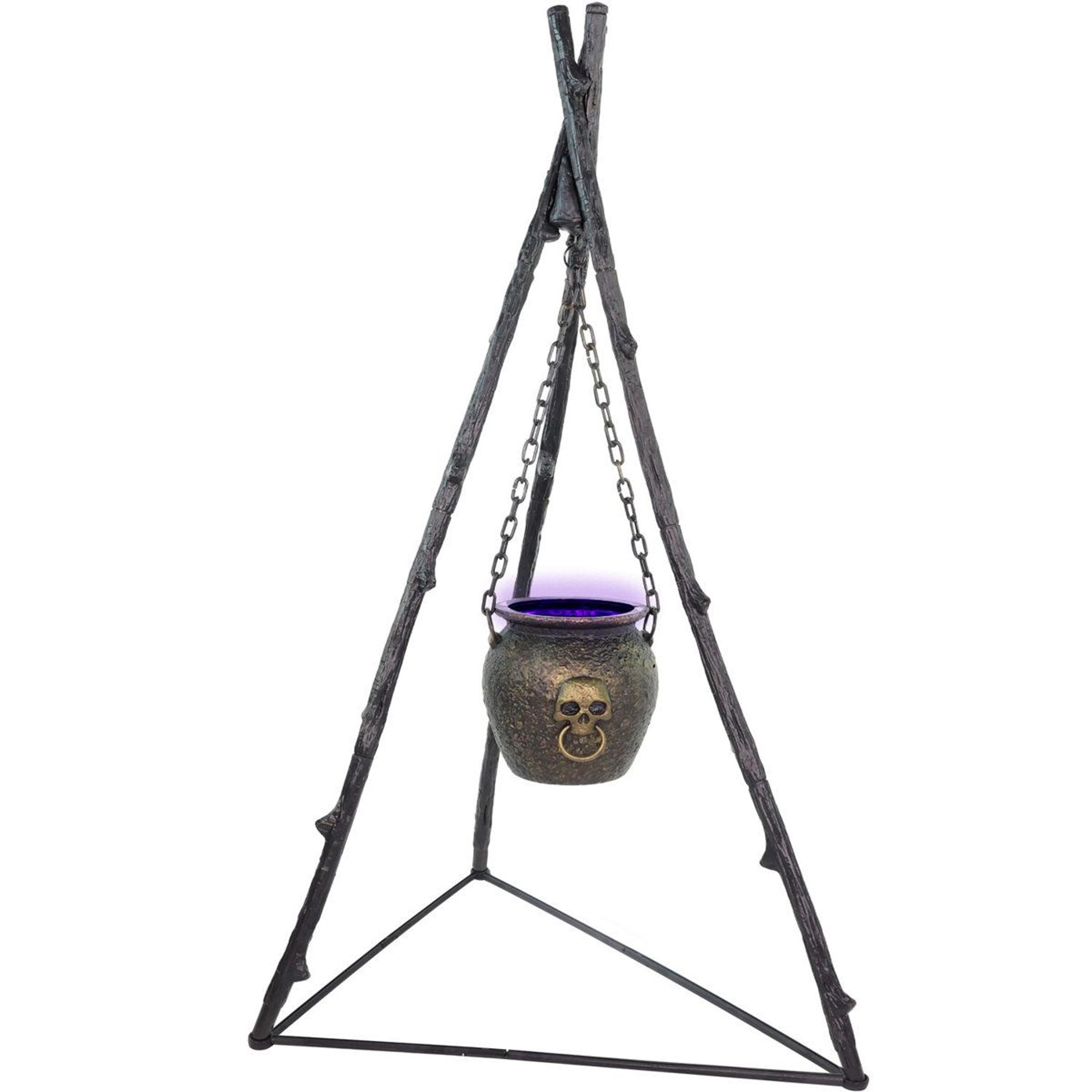 animated witch cauldron halloween accessory with purple led lights and bubbling sound