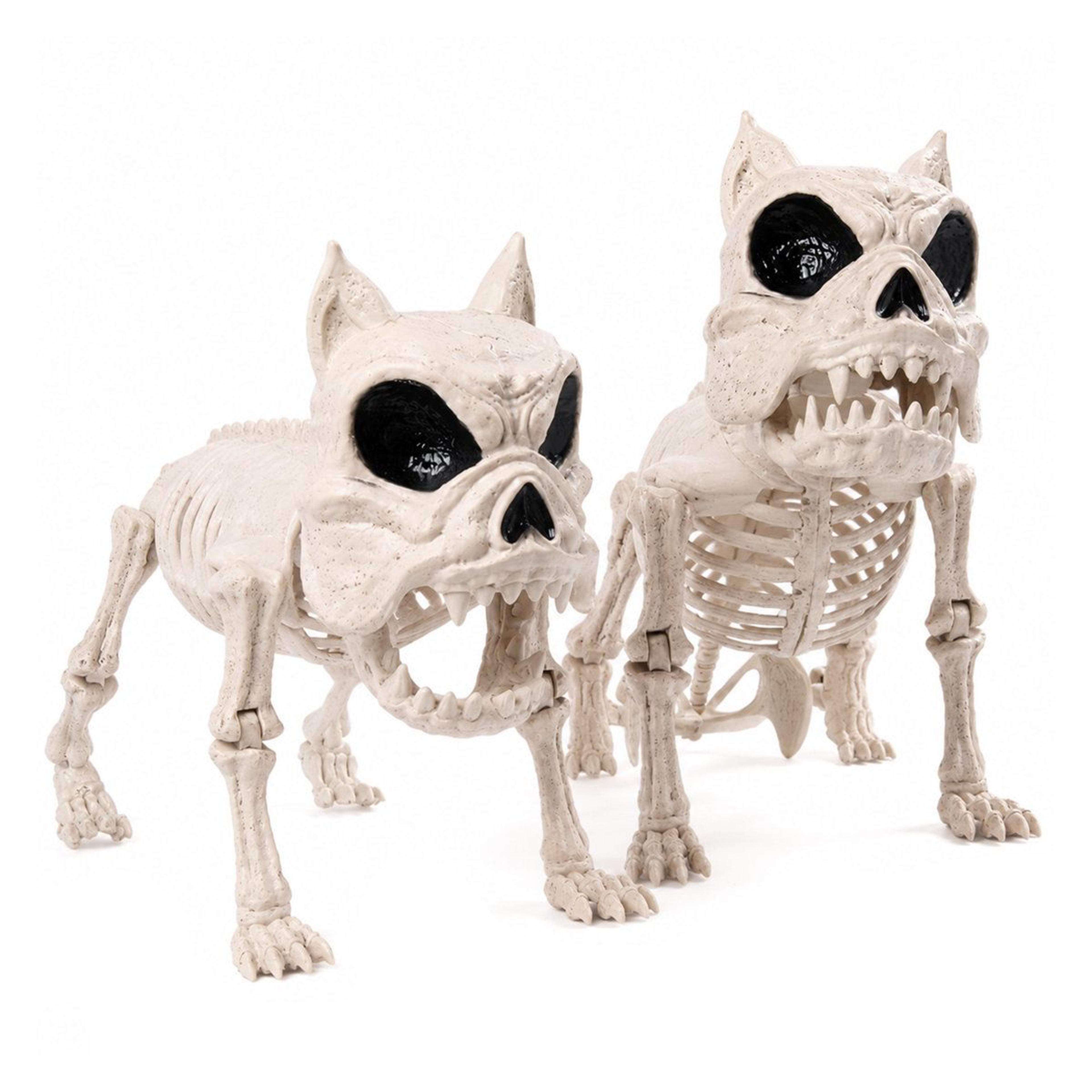 16 inch posable dog skeleton halloween props 2 pack