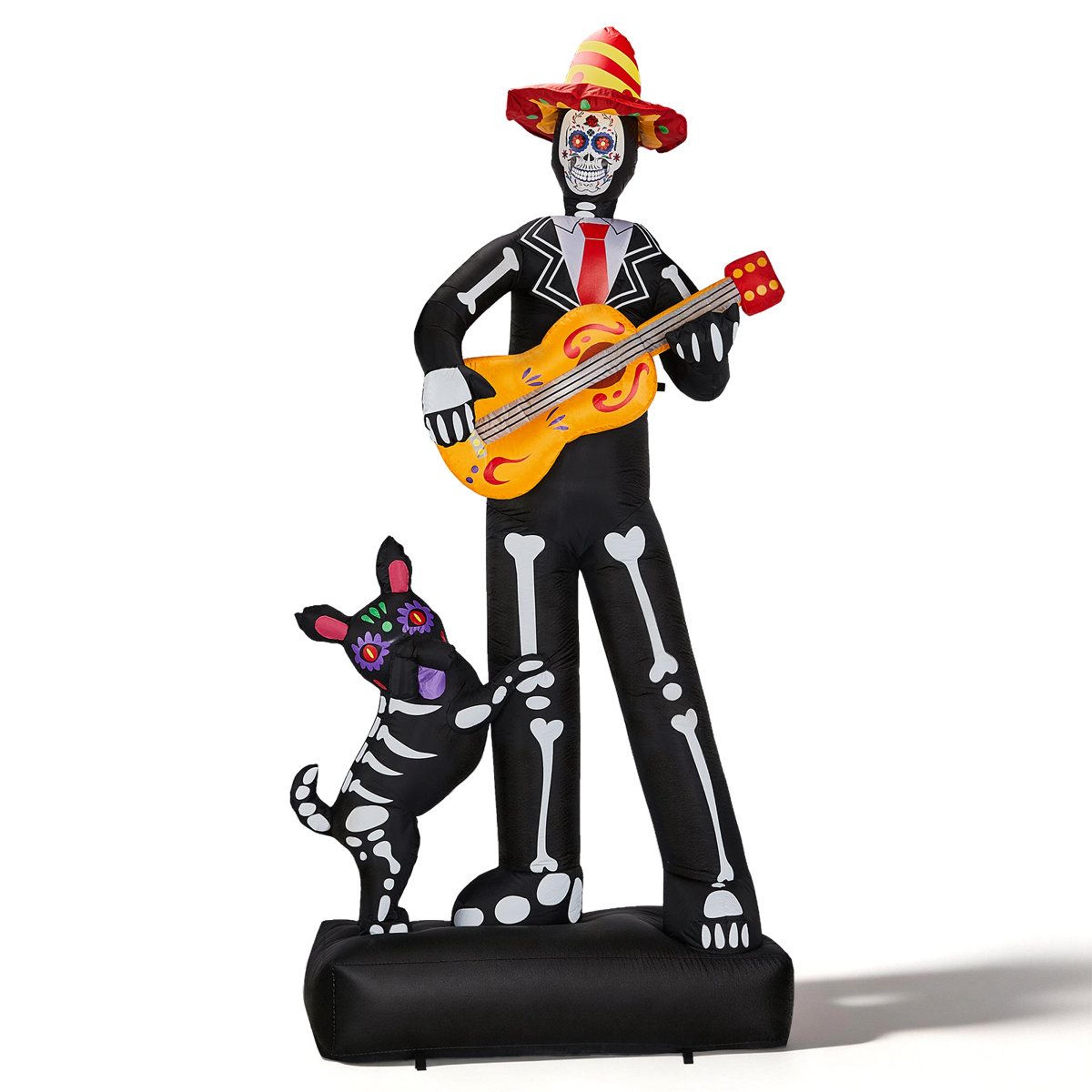 7.2 ft skeleton playing guitar inflatable halloween outdoor decoration with led lights