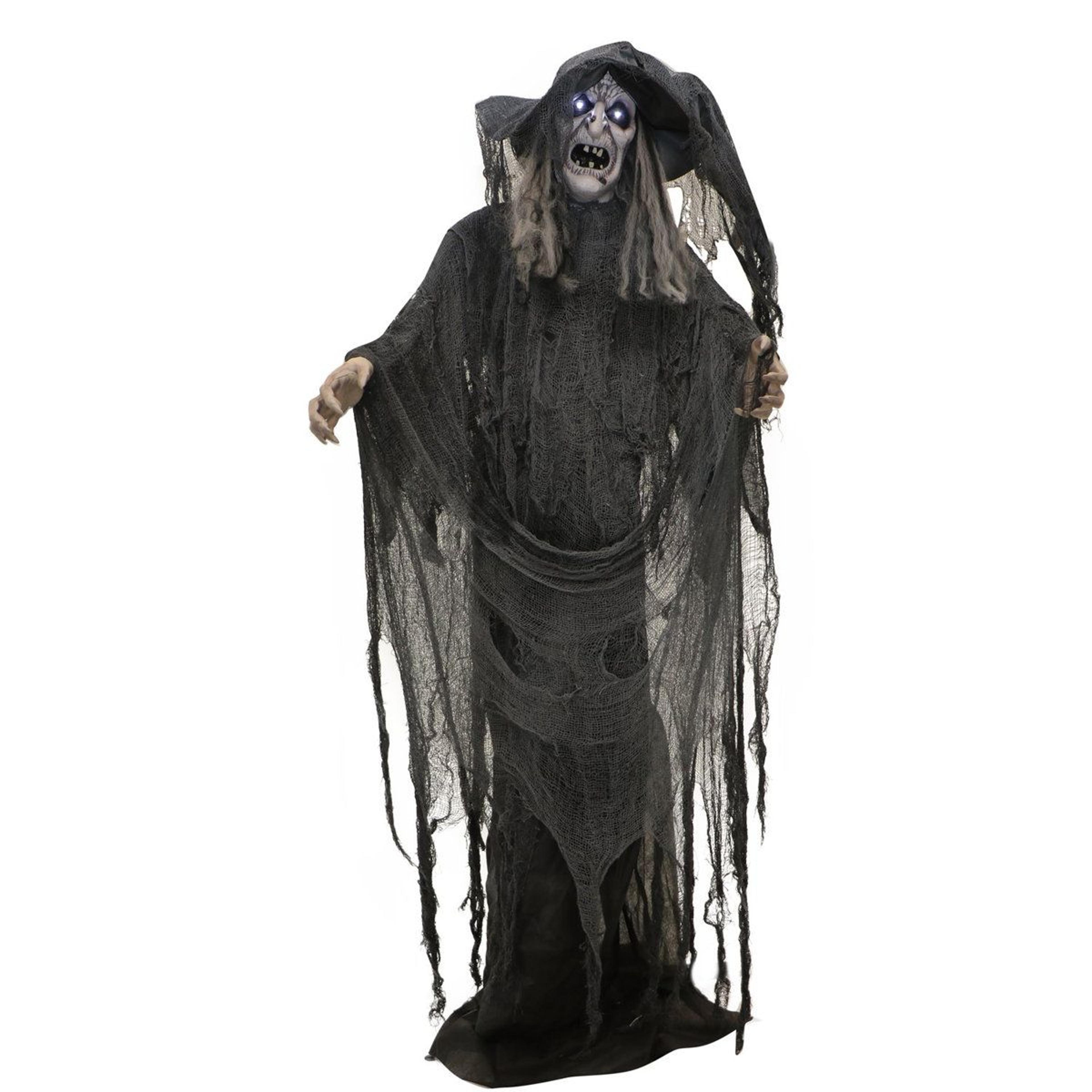 69-inch animated standing witch halloween animatronic with lights sound and swaying motion