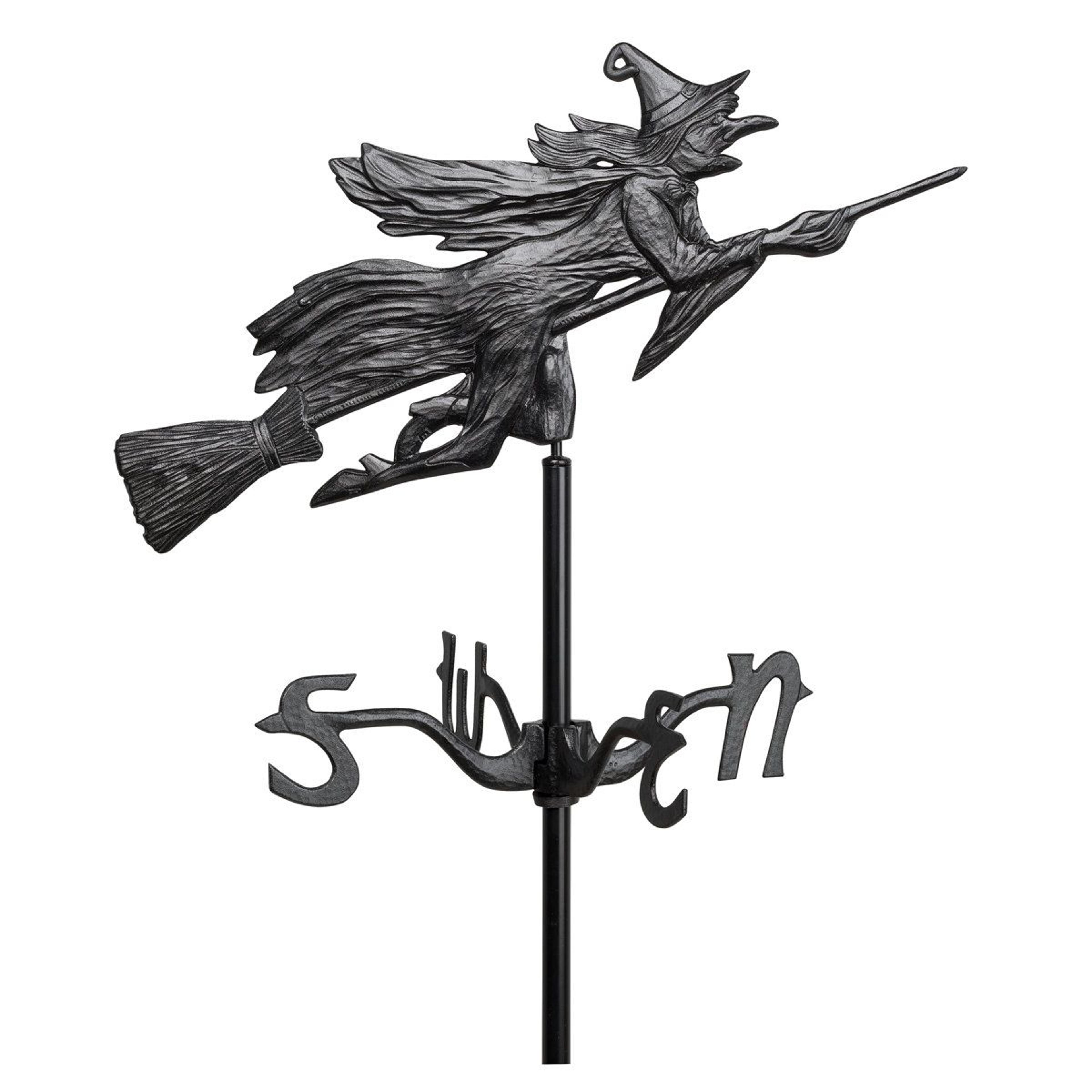 flying witch garden weathervane hand cast aluminum decorative outdoor accent