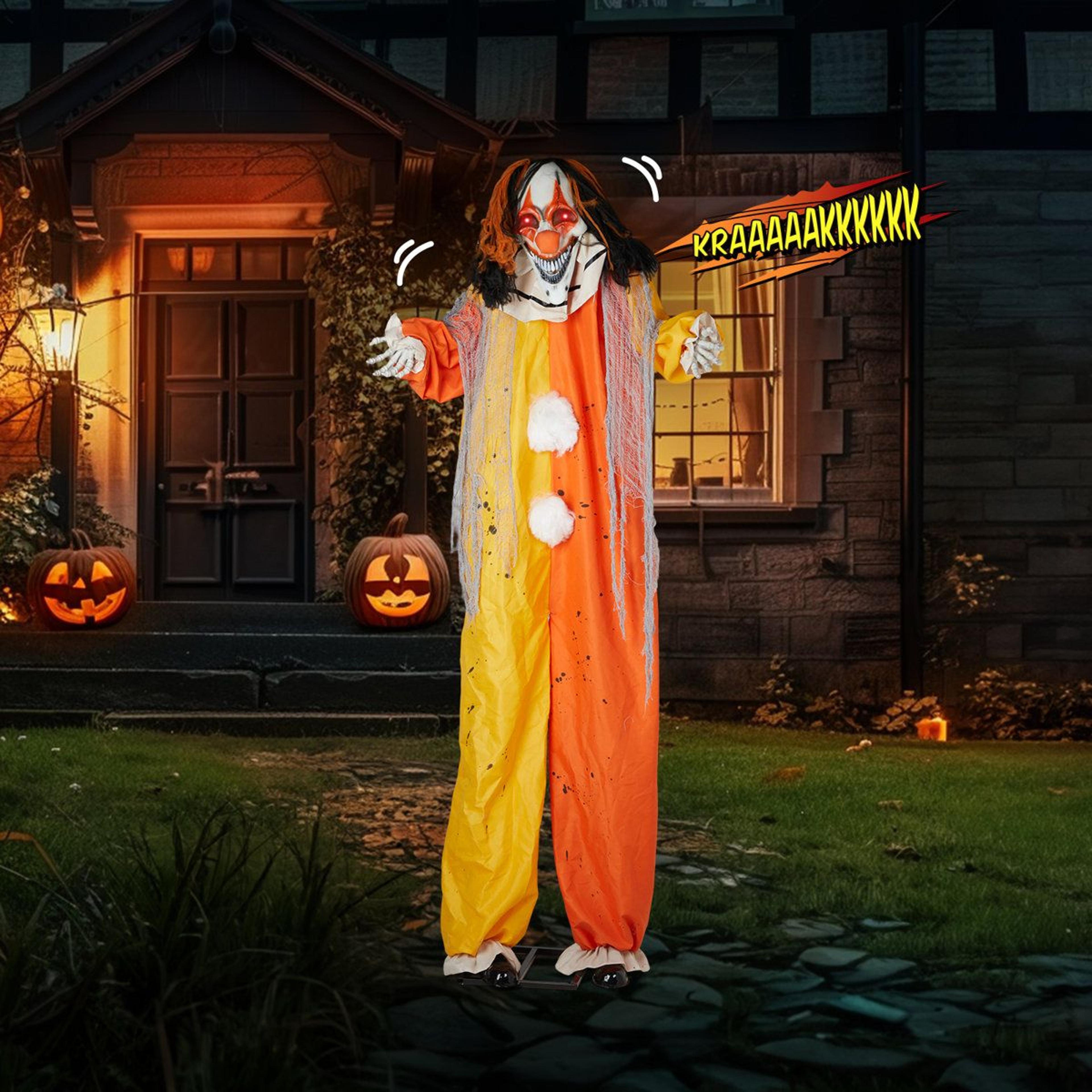 8.2 ft talking halloween animatronic clown with sound activation and moving arms