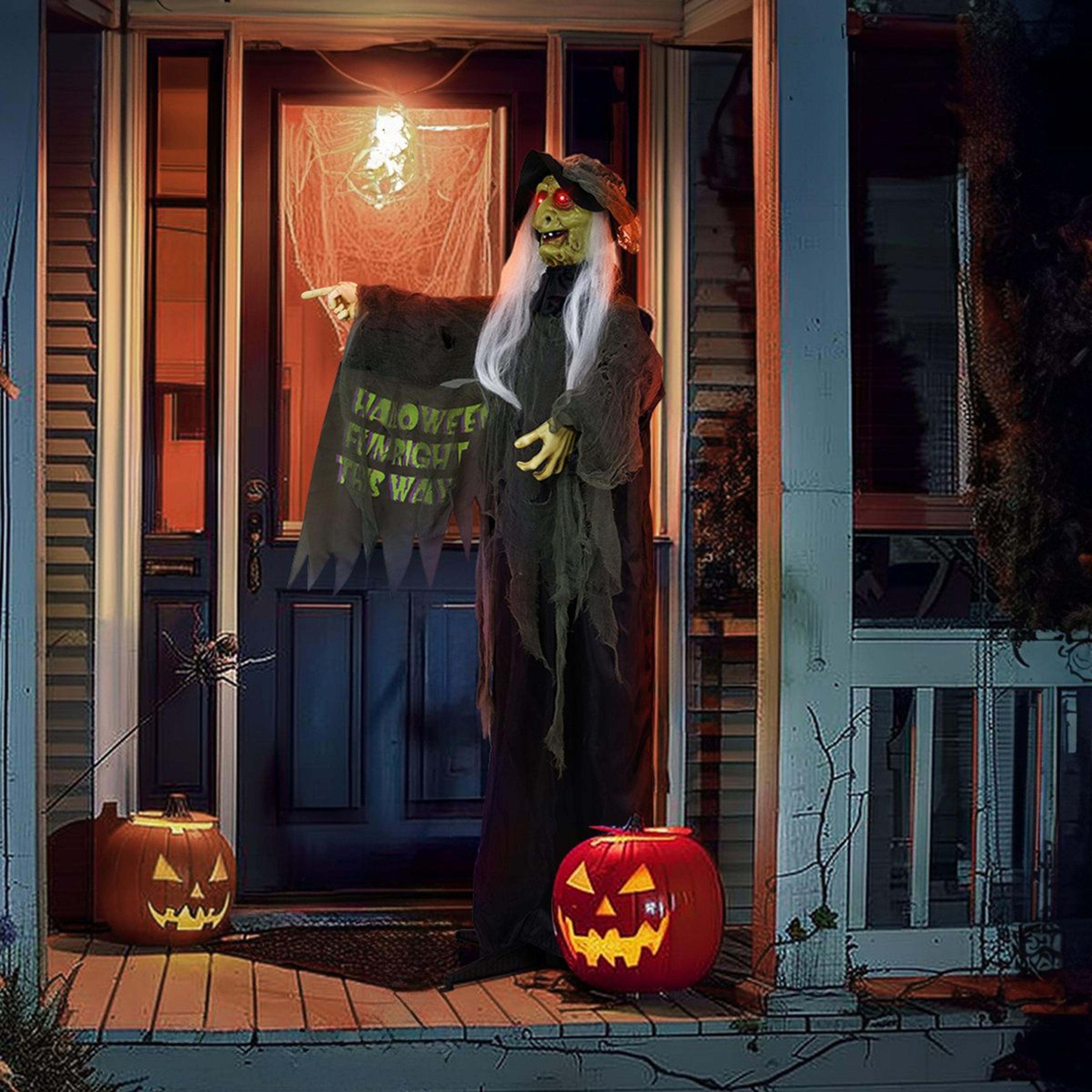 6ft shaking witch halloween animatronic with touch activation