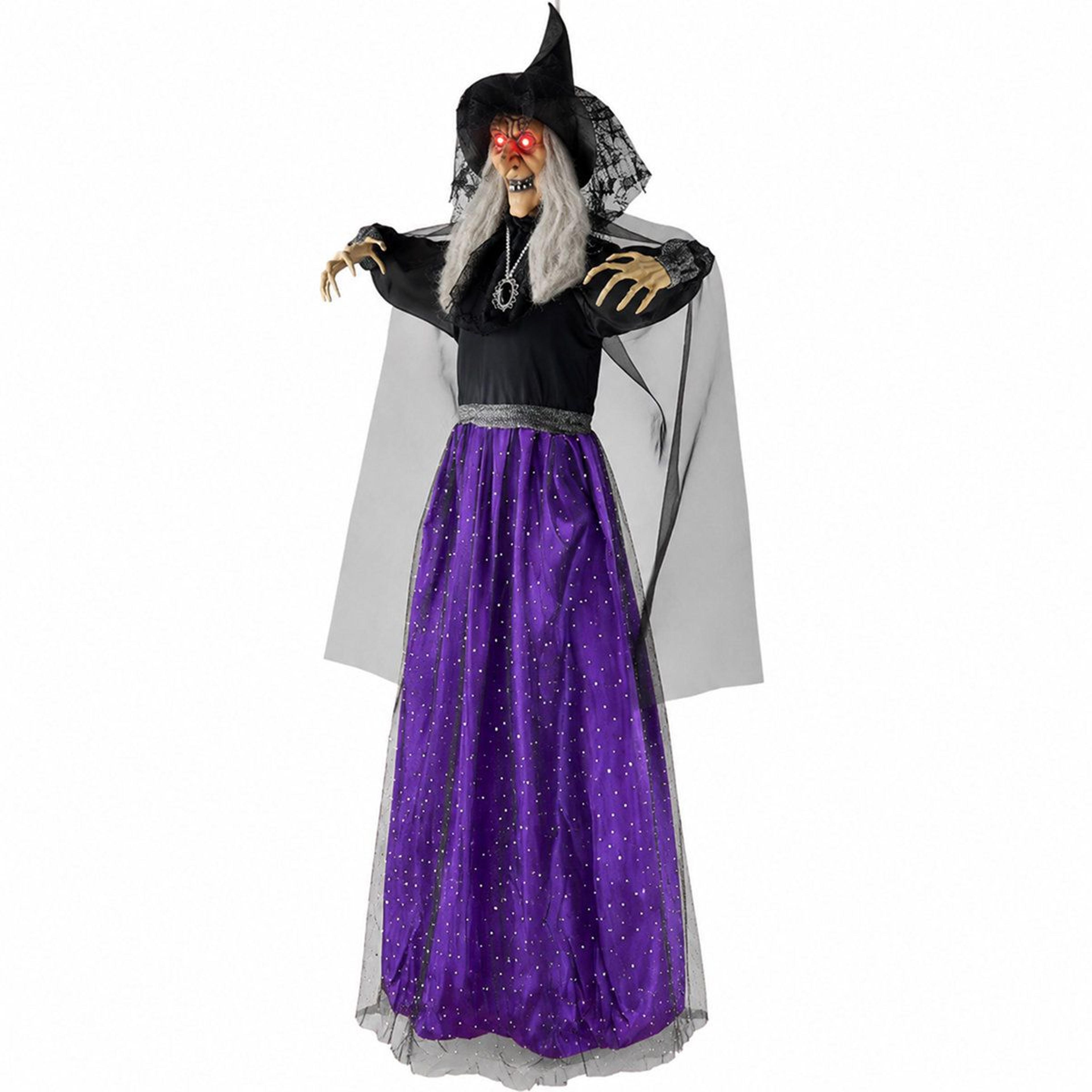 47-inch animated halloween witch decoration with sound activation and led eyes