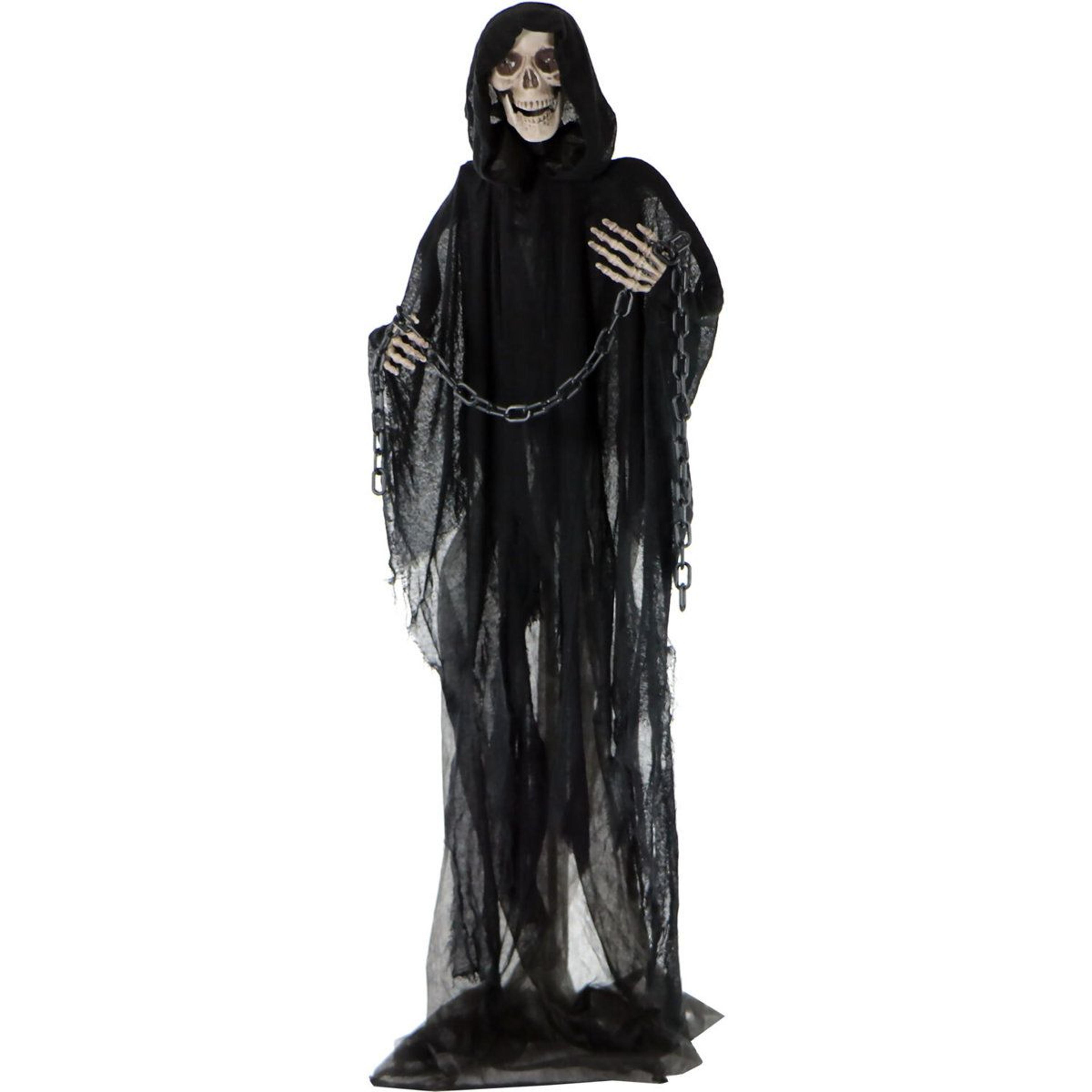65 inch animated grim reaper halloween decoration with rotating head flashing eyes and sound