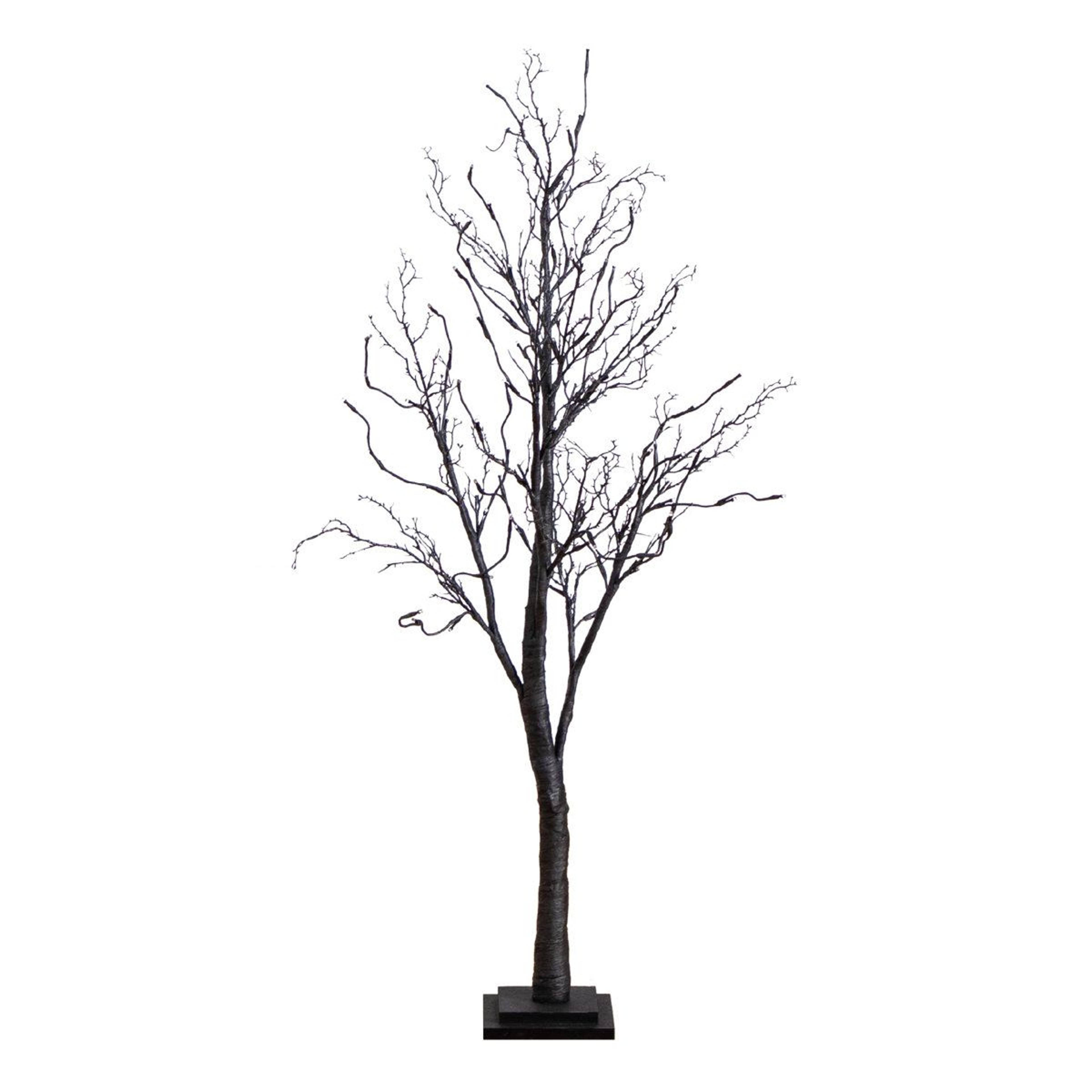 4 ft pre-lit black twig halloween tree with 81 orange and purple led lights