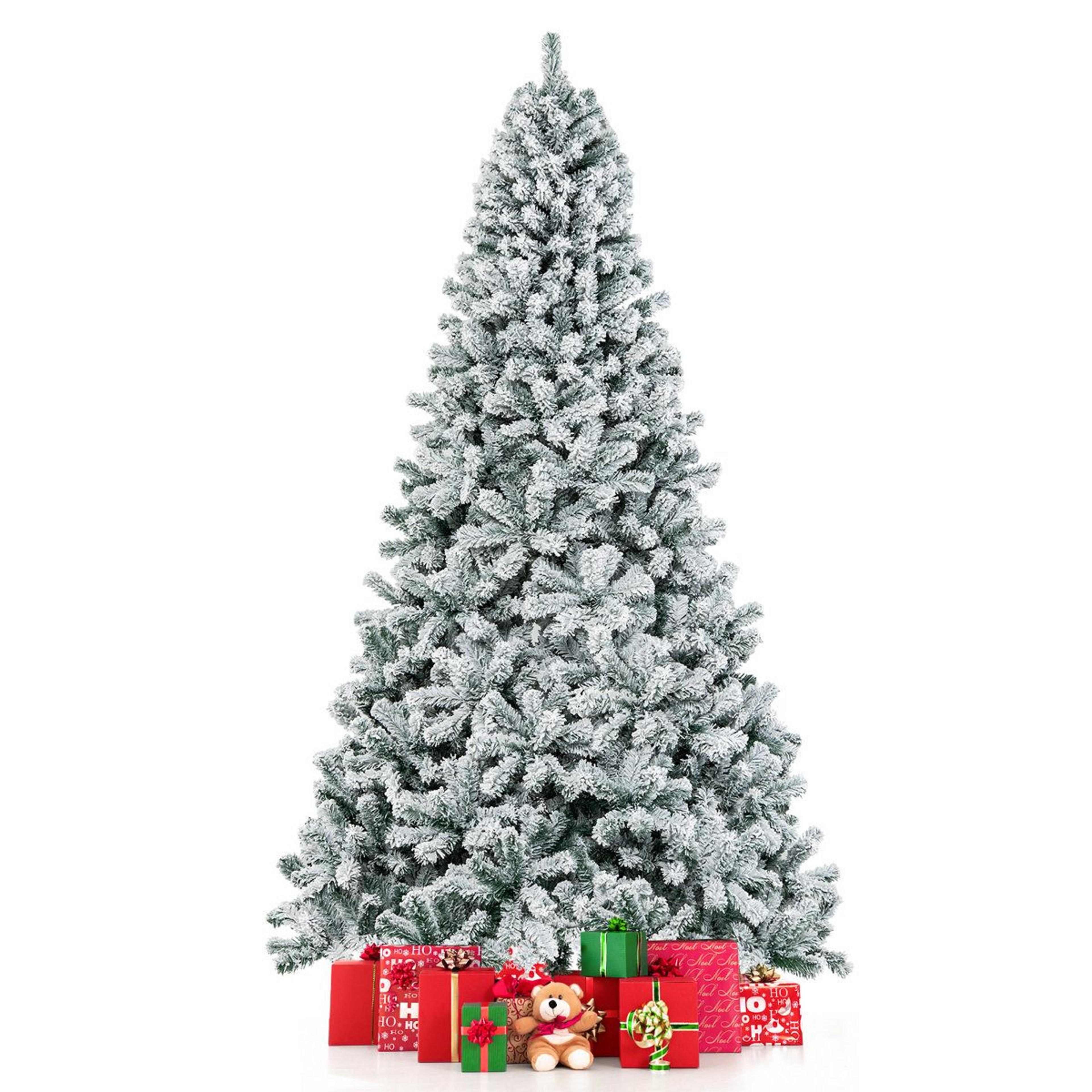 9 ft flocked artificial christmas tree with 1498 pvc branch tips