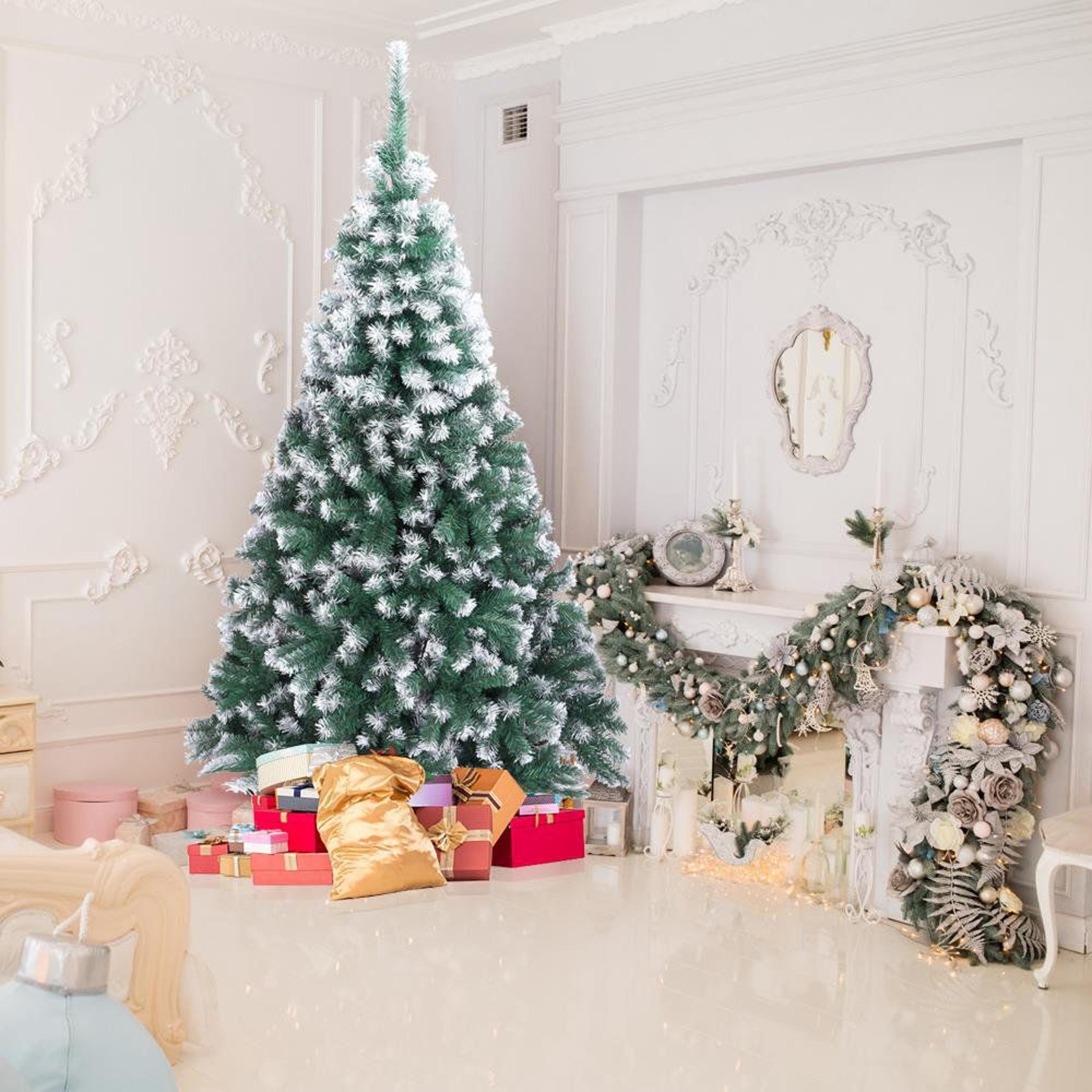 7 ft flocked artificial fir christmas tree with 870 pvc branch tips