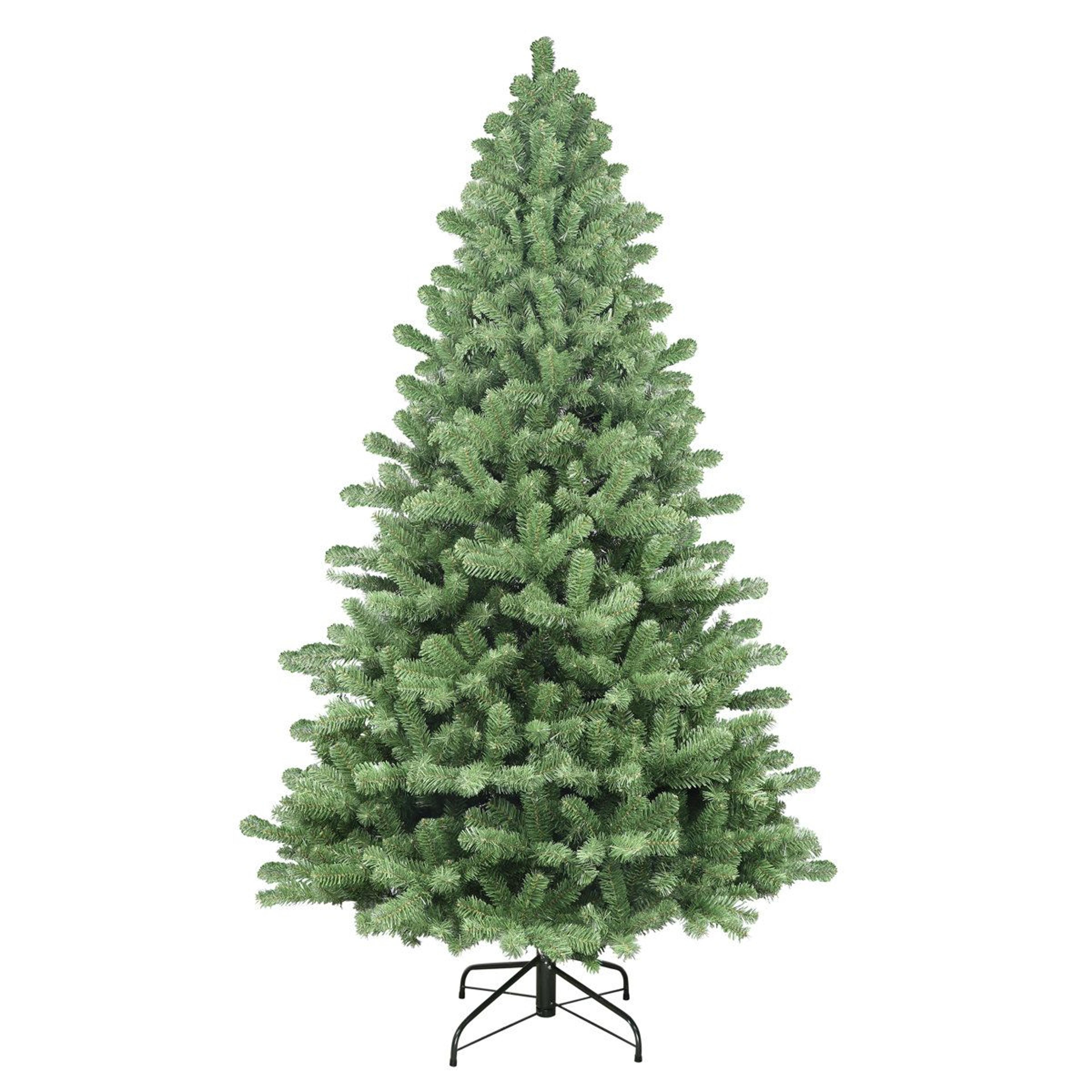 7.5 ft green spruce artificial christmas tree with hinged branches