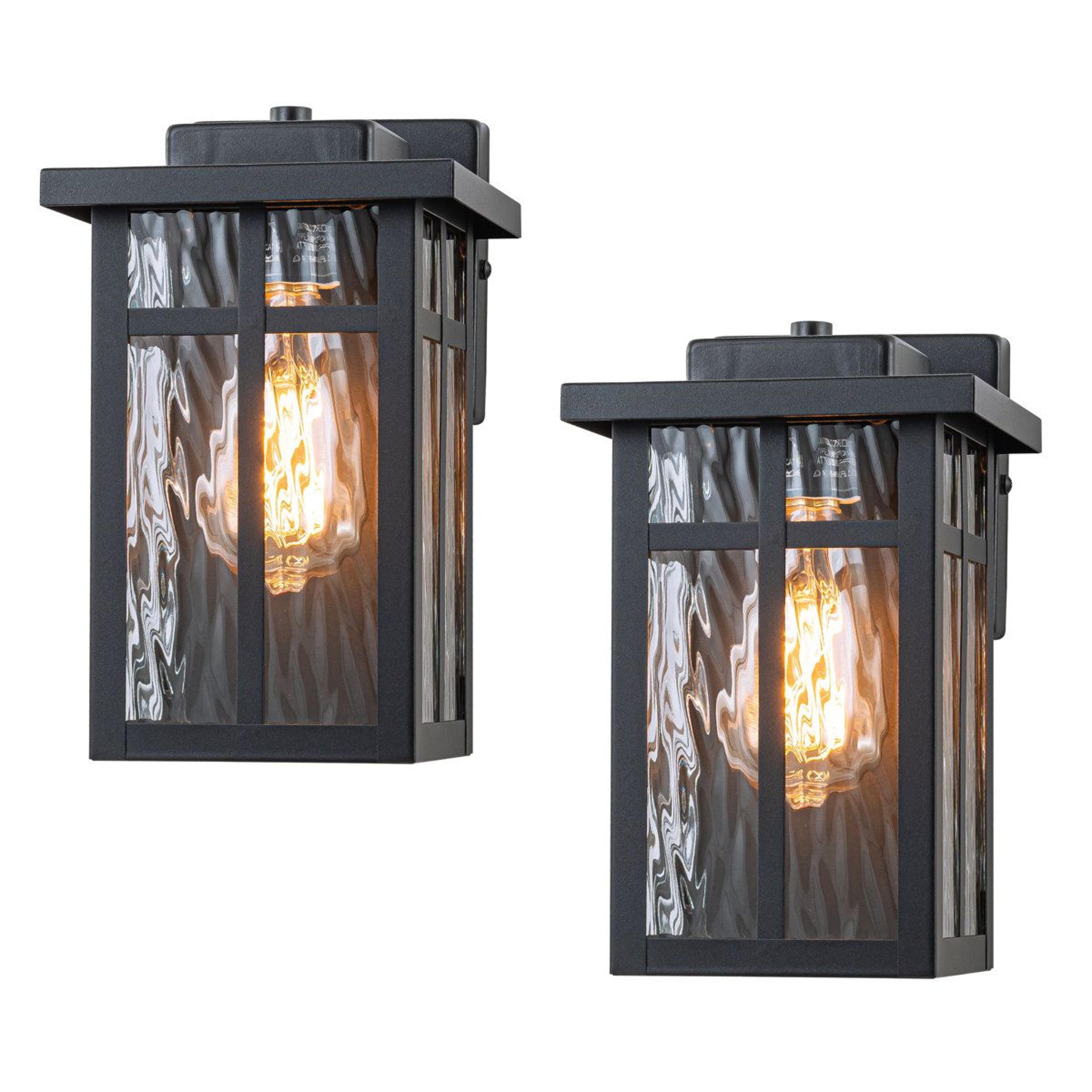matte black outdoor wall lantern set of 2 with clear water glass