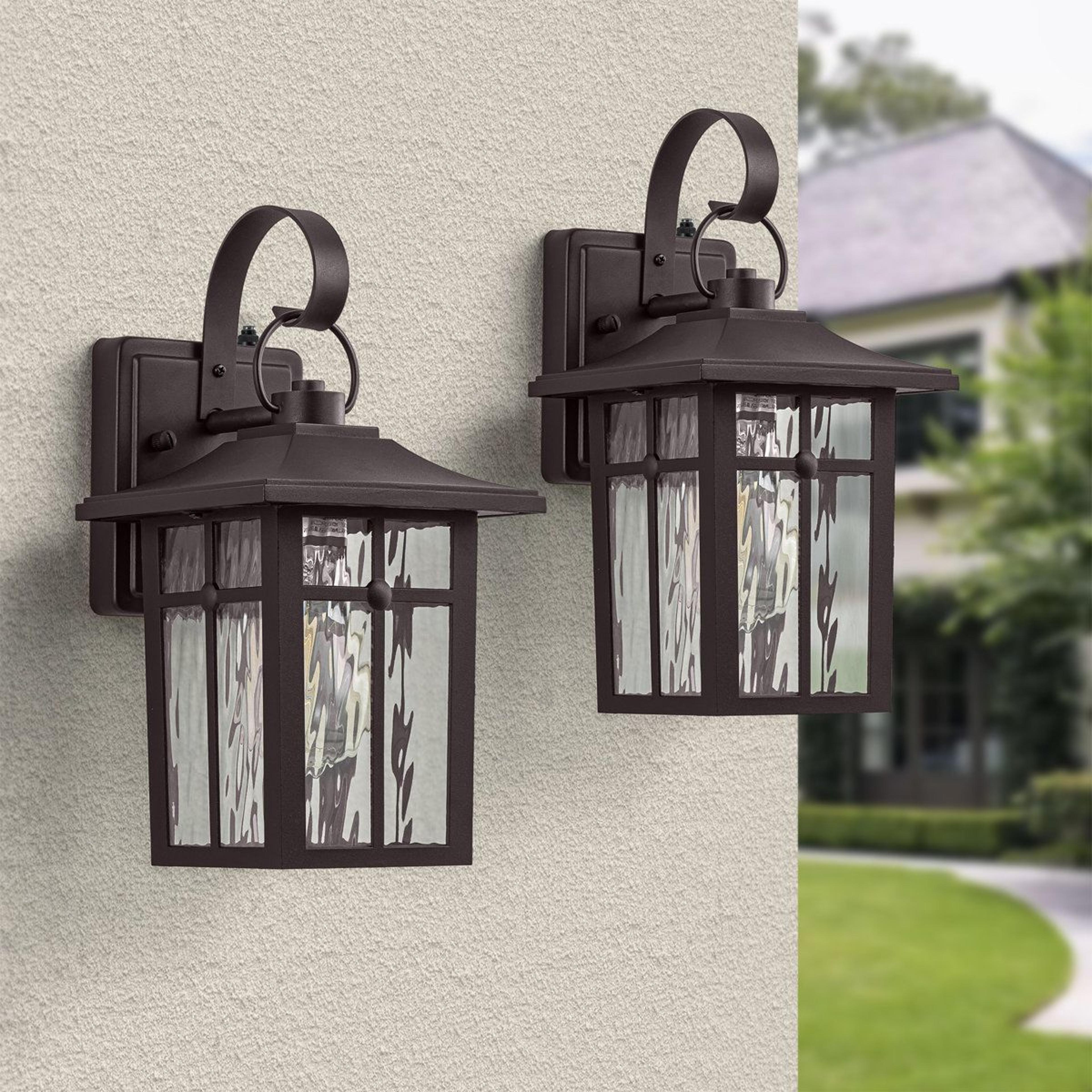 outdoor wall lantern set of 2 with dusk to dawn sensor