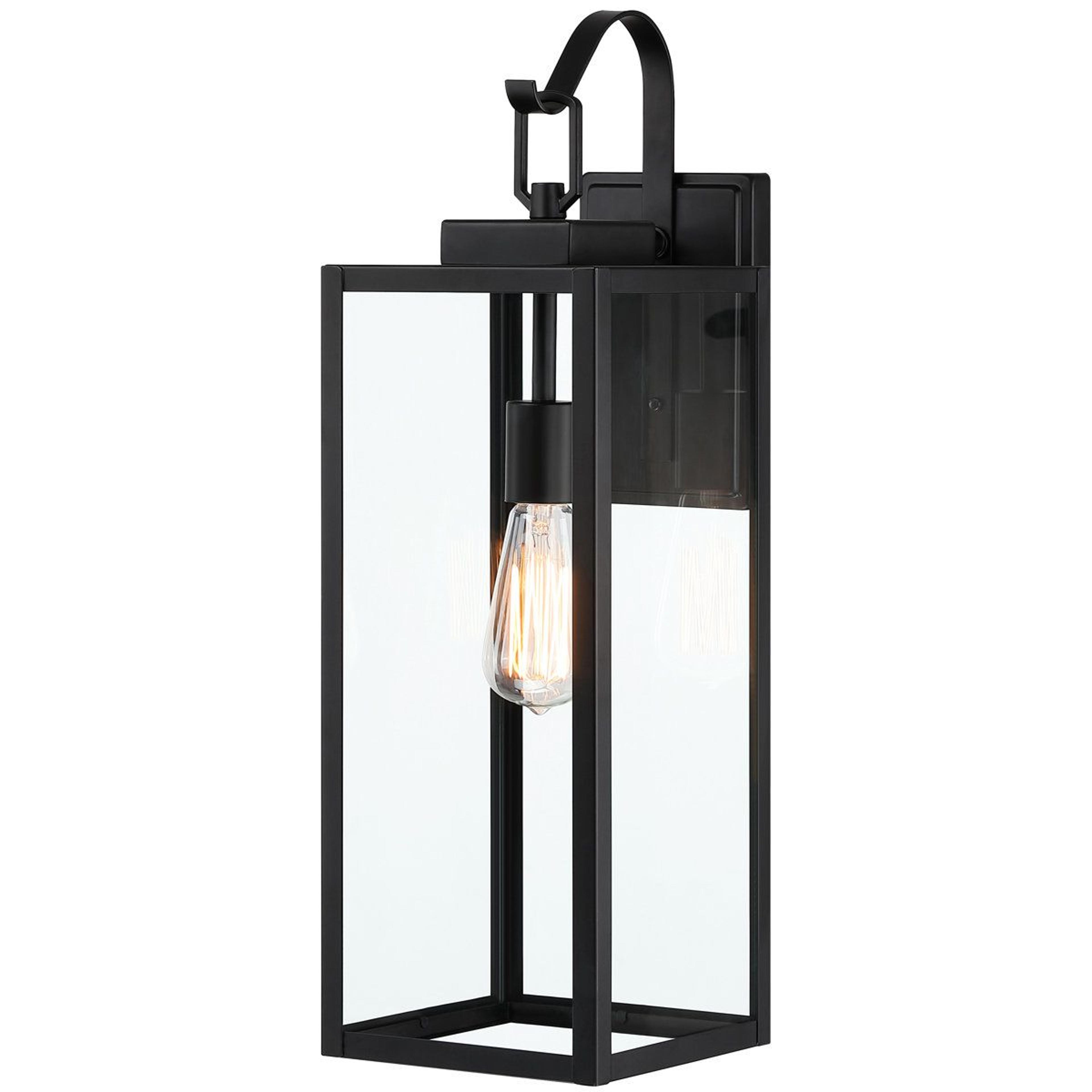 outdoor wall lantern set of 4 matte black metal with clear glass