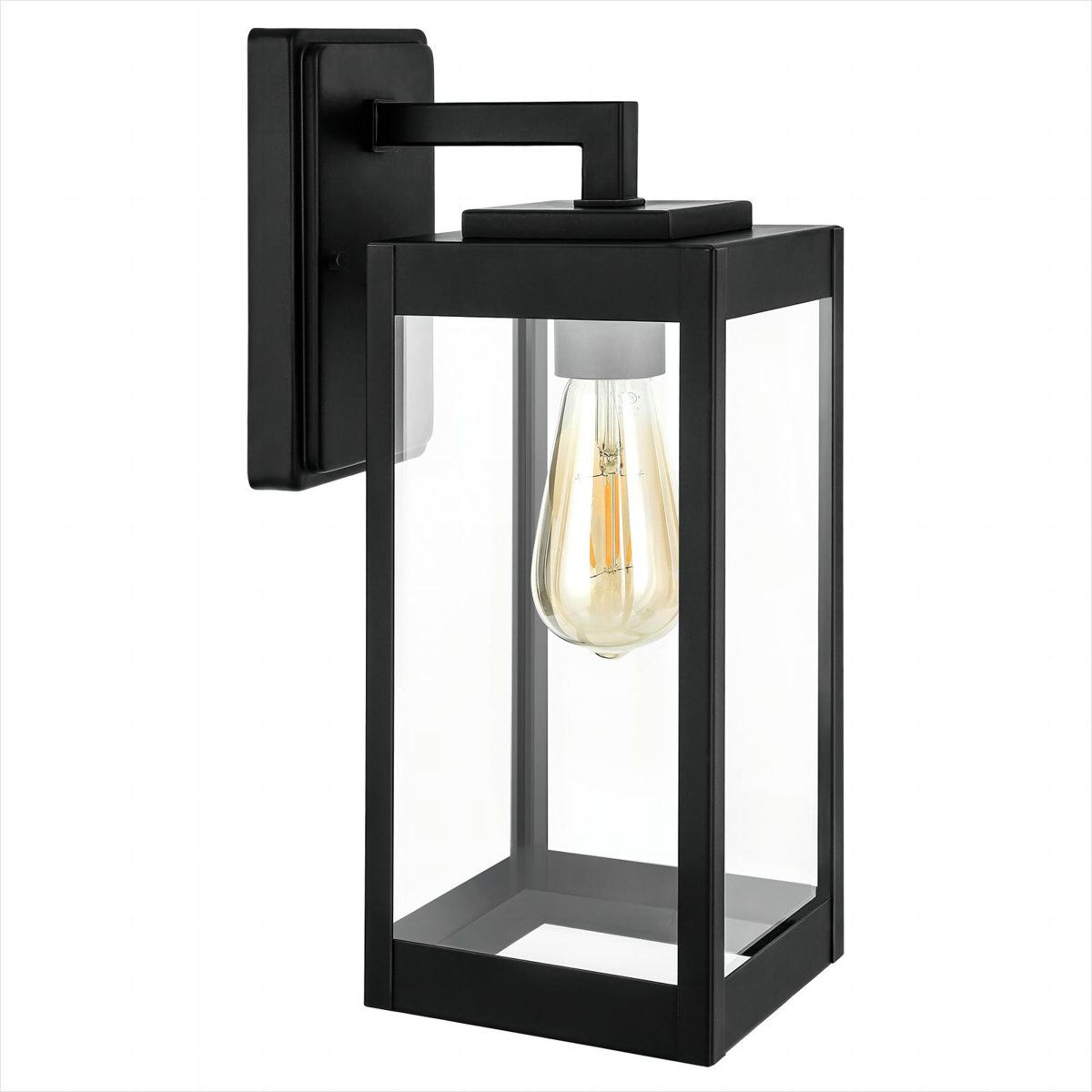 matte black outdoor wall lantern with clear glass