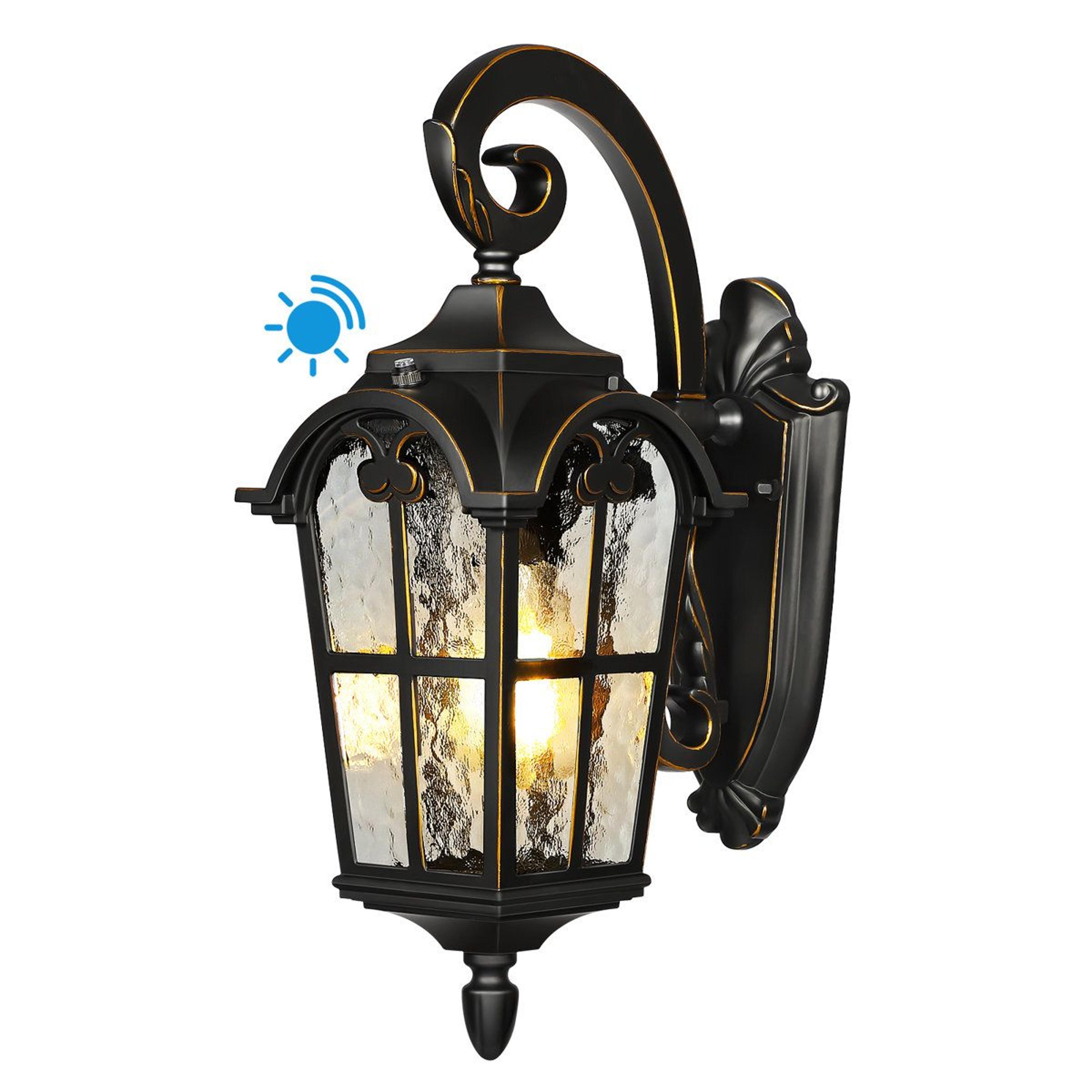 outdoor wall lantern with dusk to dawn sensor and clear glass