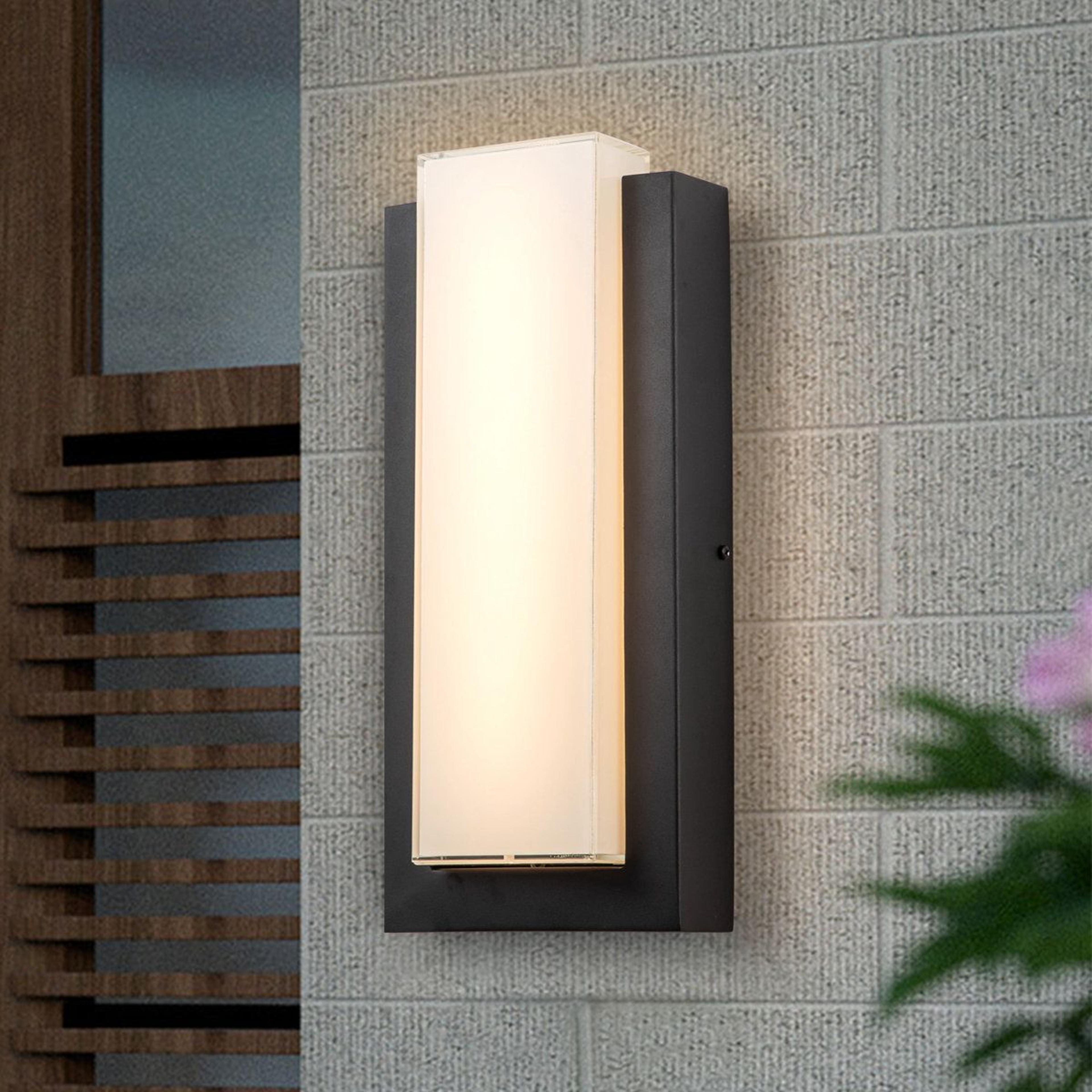 integrated led outdoor wall sconce with tempered glass