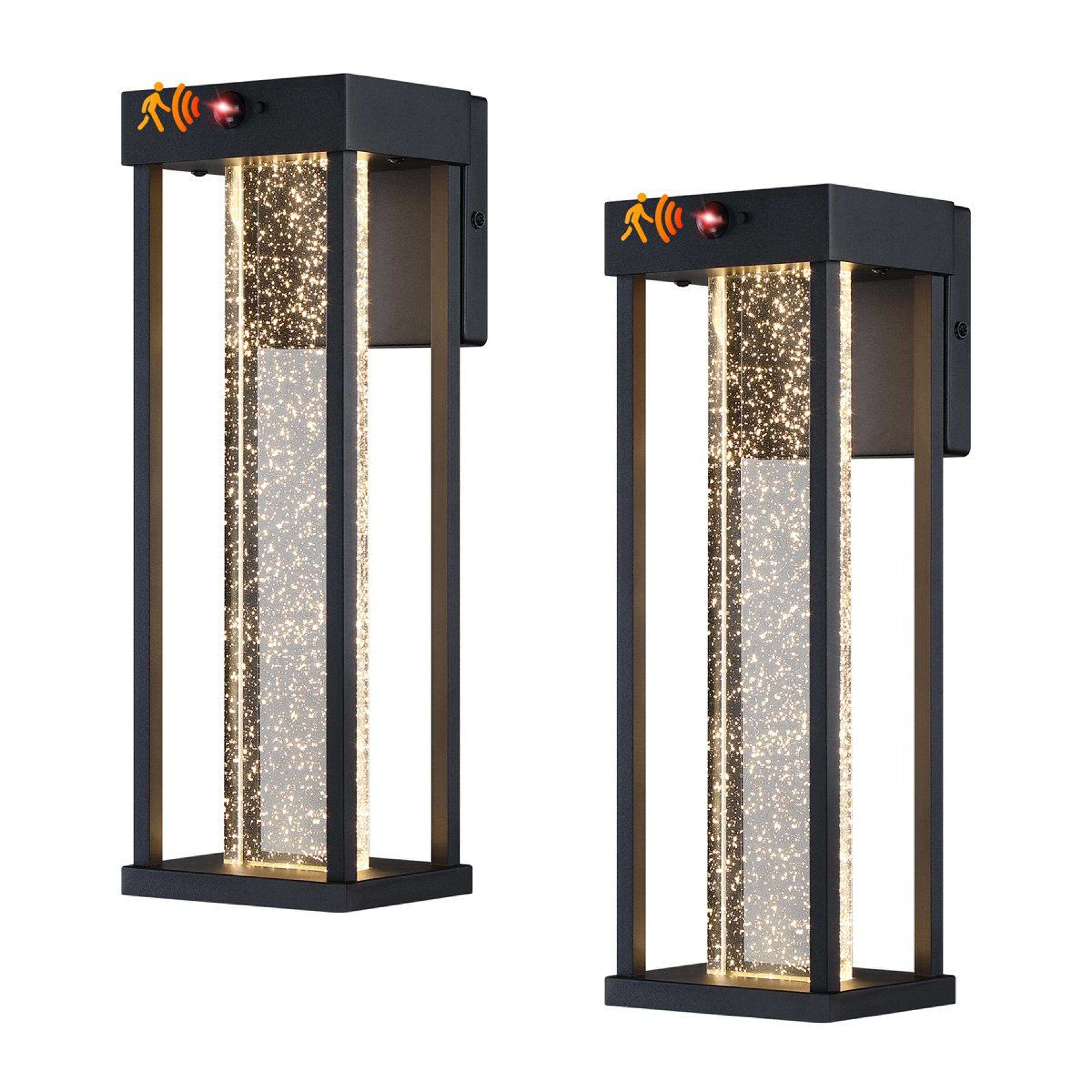 15 inch led outdoor wall sconces with motion sensor and dusk to dawn set of 2