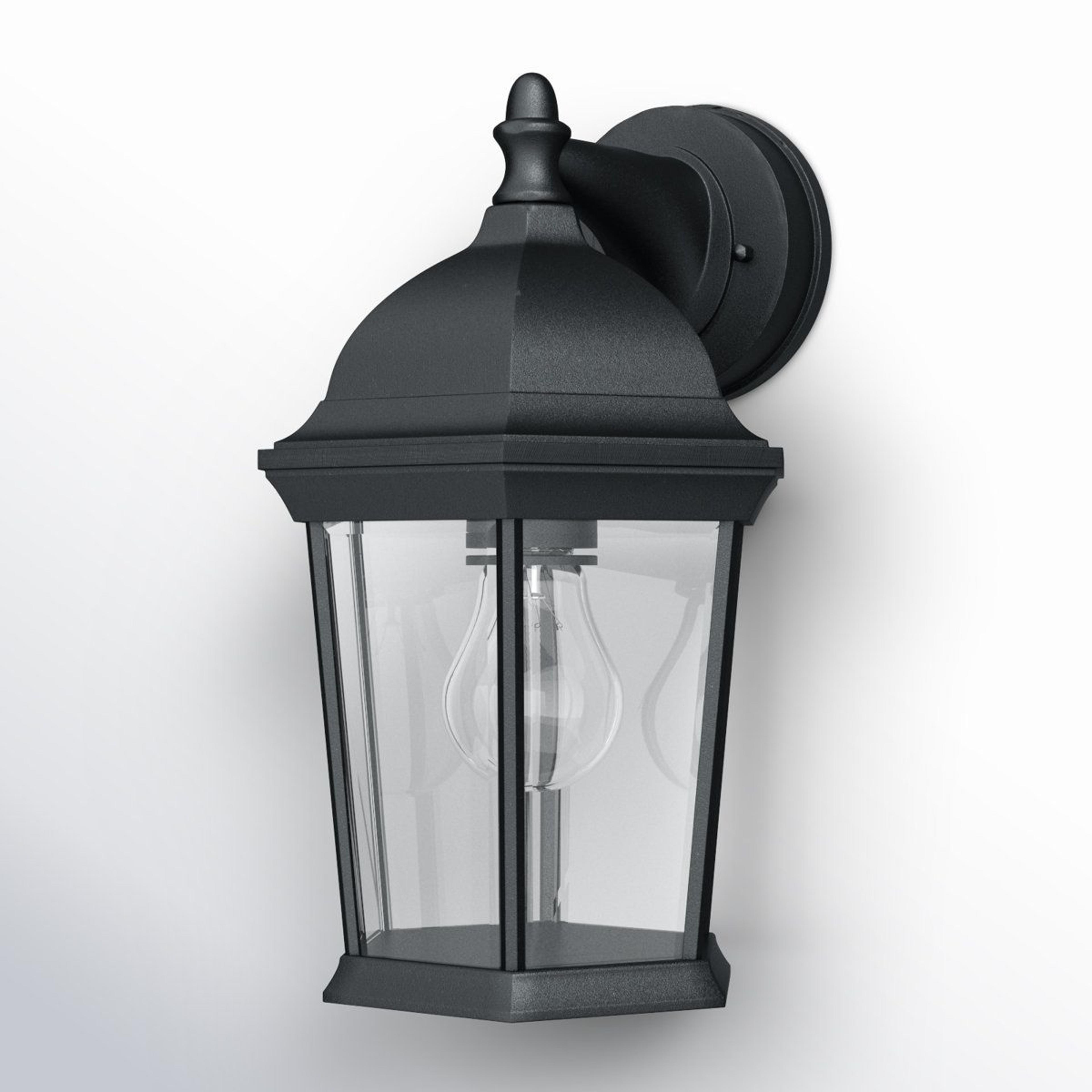 12-inch outdoor wall lantern with beveled glass and dimmable e26 socket