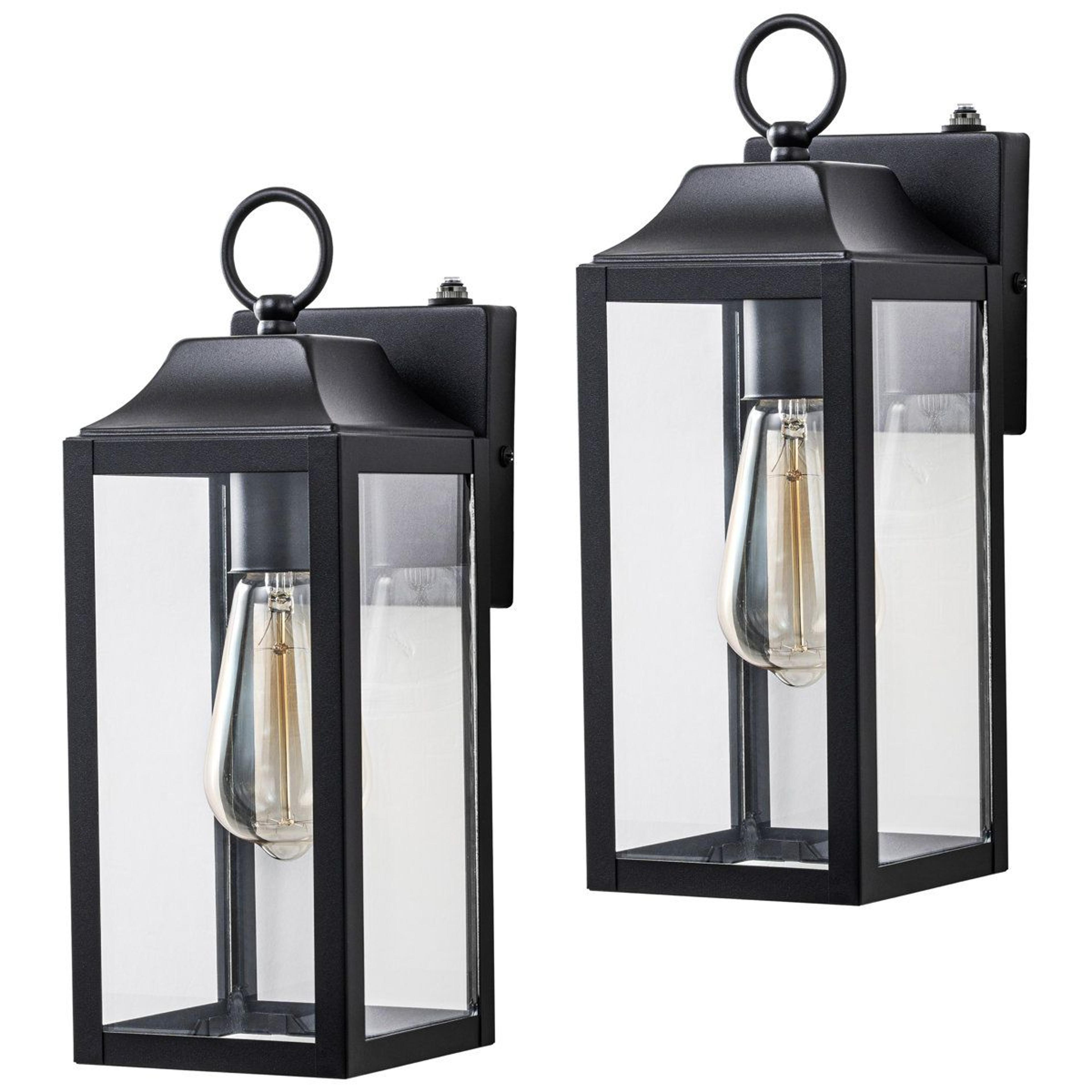 outdoor wall lantern set of 2 with dusk-to-dawn sensor