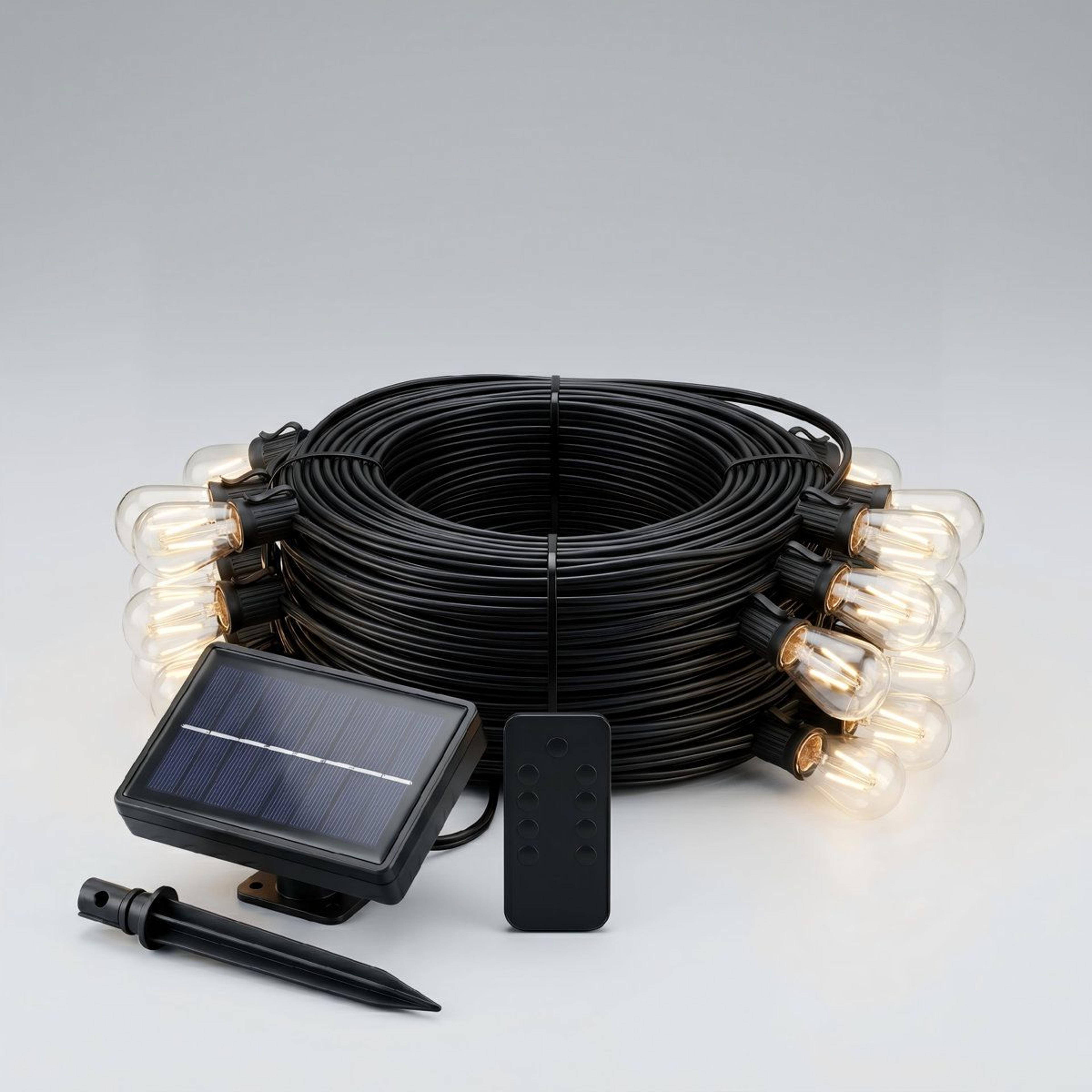 solar edison string lights with 36 led bulbs and remote control