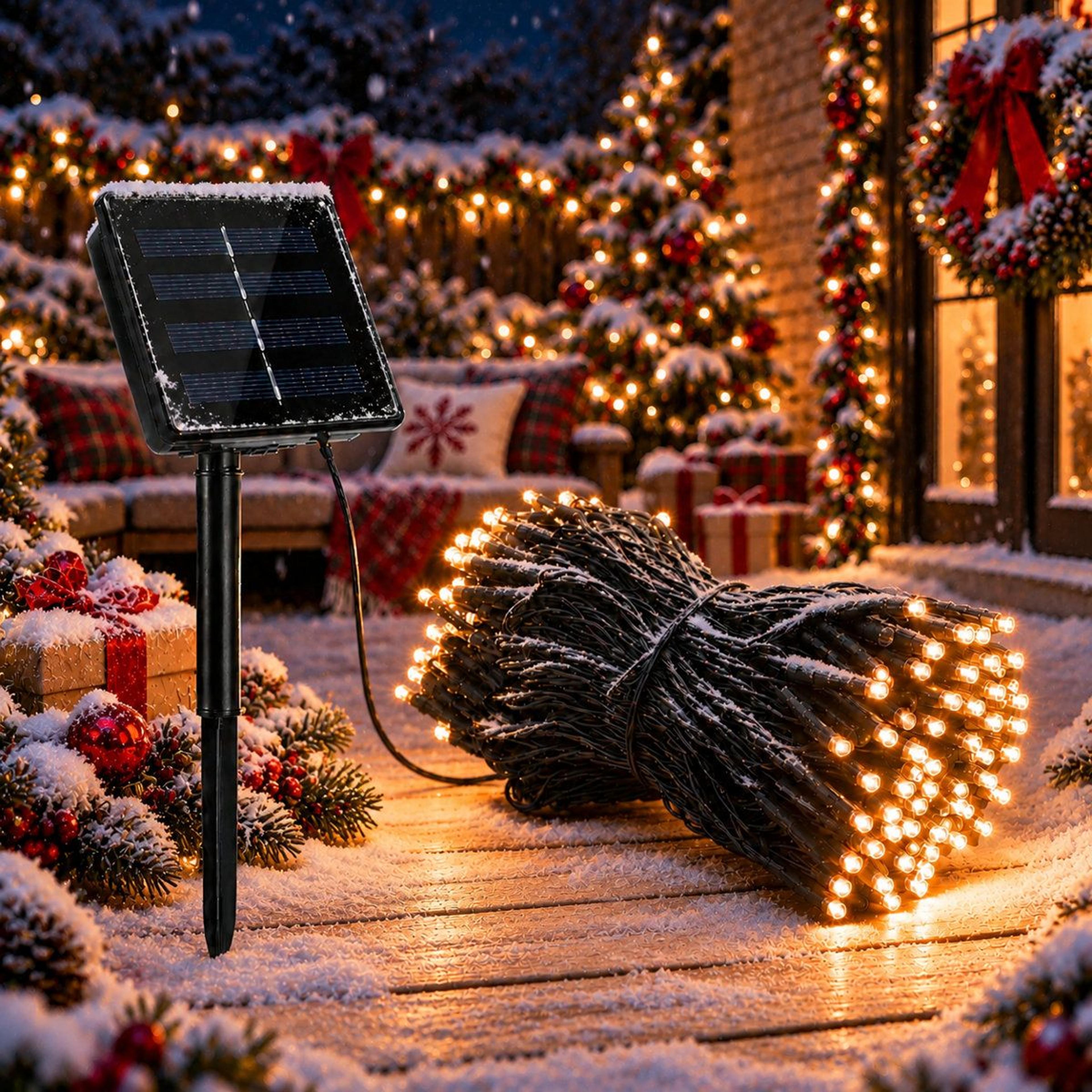 200 led solar string lights with 8 lighting modes 72.2 ft