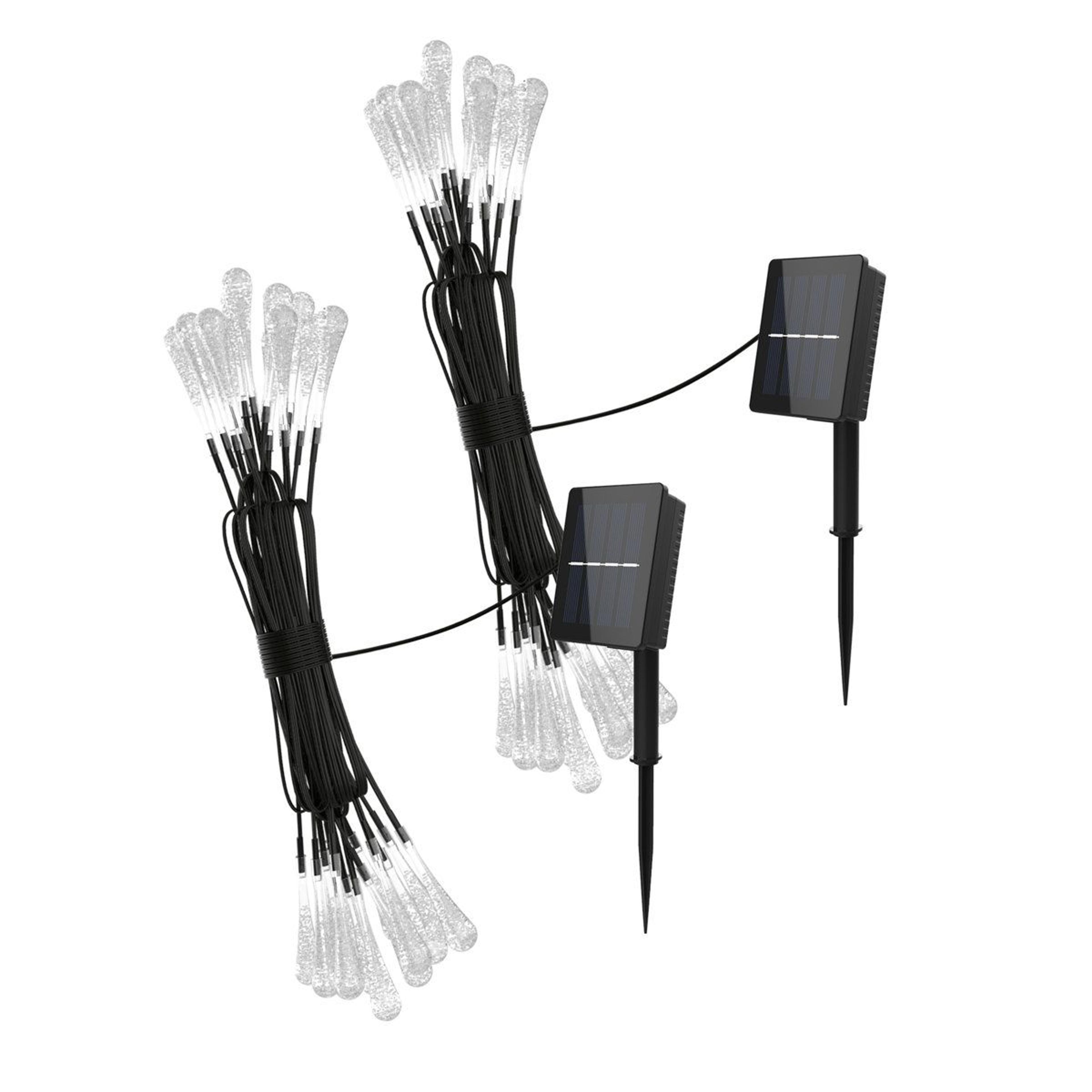 30-bulb solar led teardrop string lights 20.5 ft set of 2
