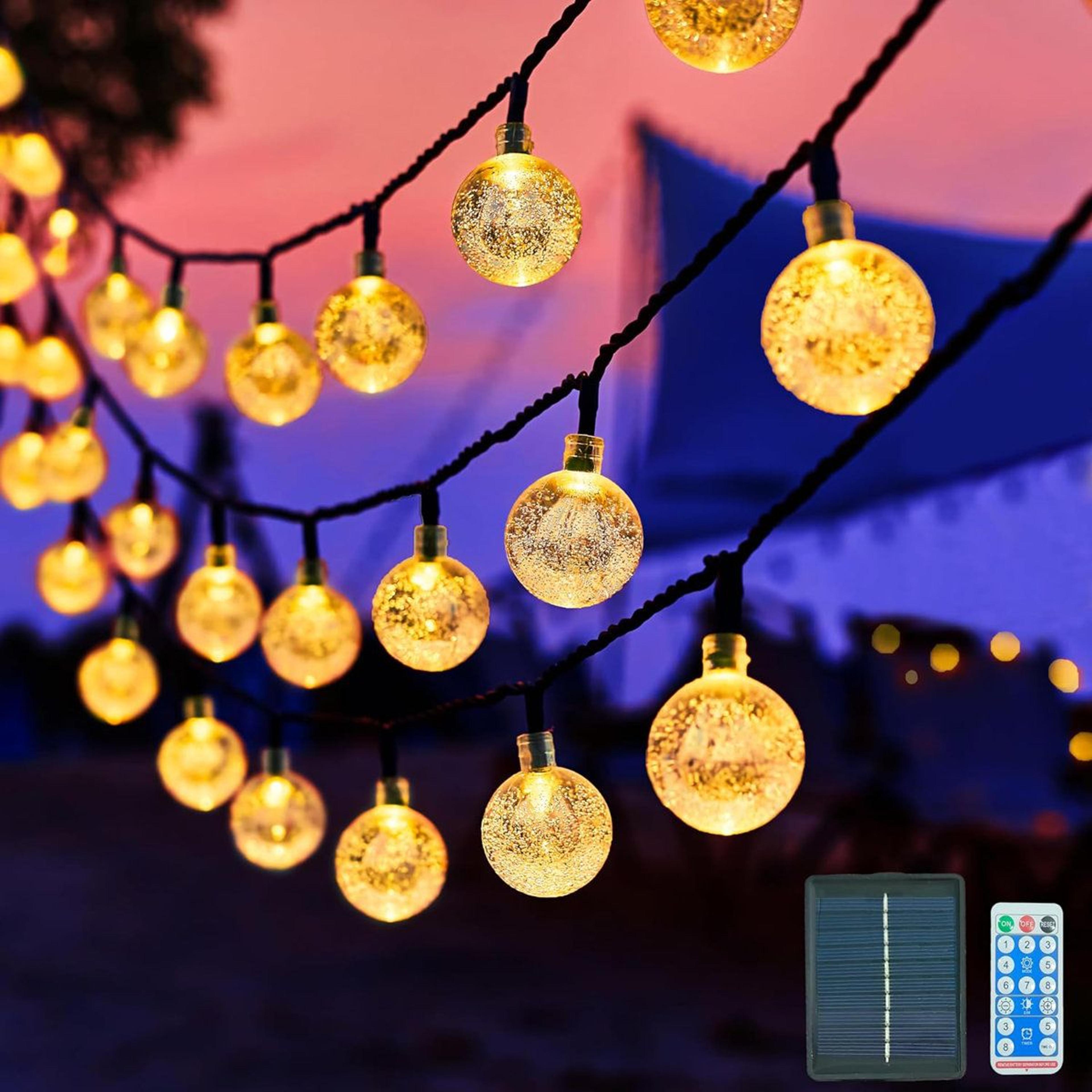 solar globe string lights 36 ft with 60 led bulbs