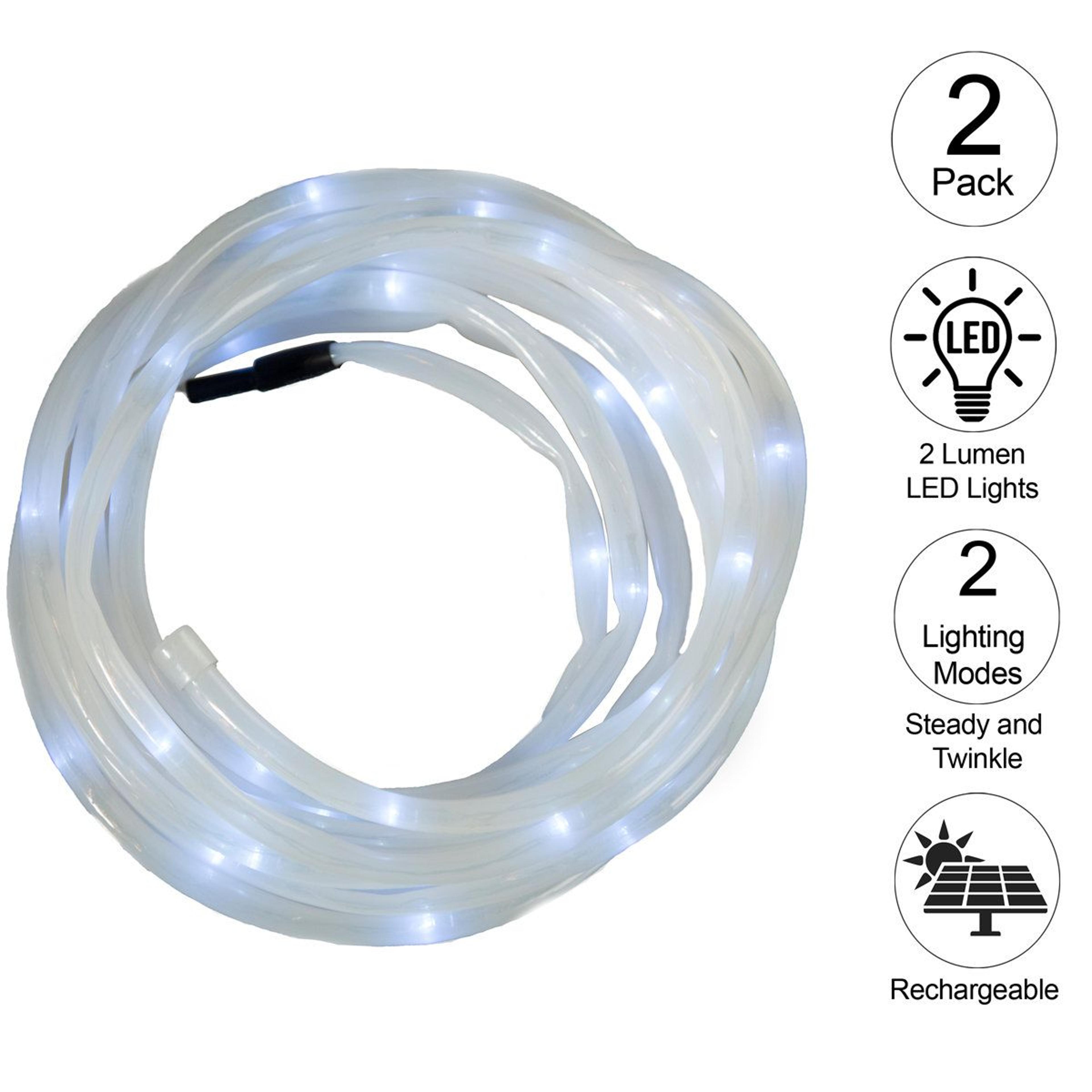 solar powered led rope string lights 100 leds set of 2