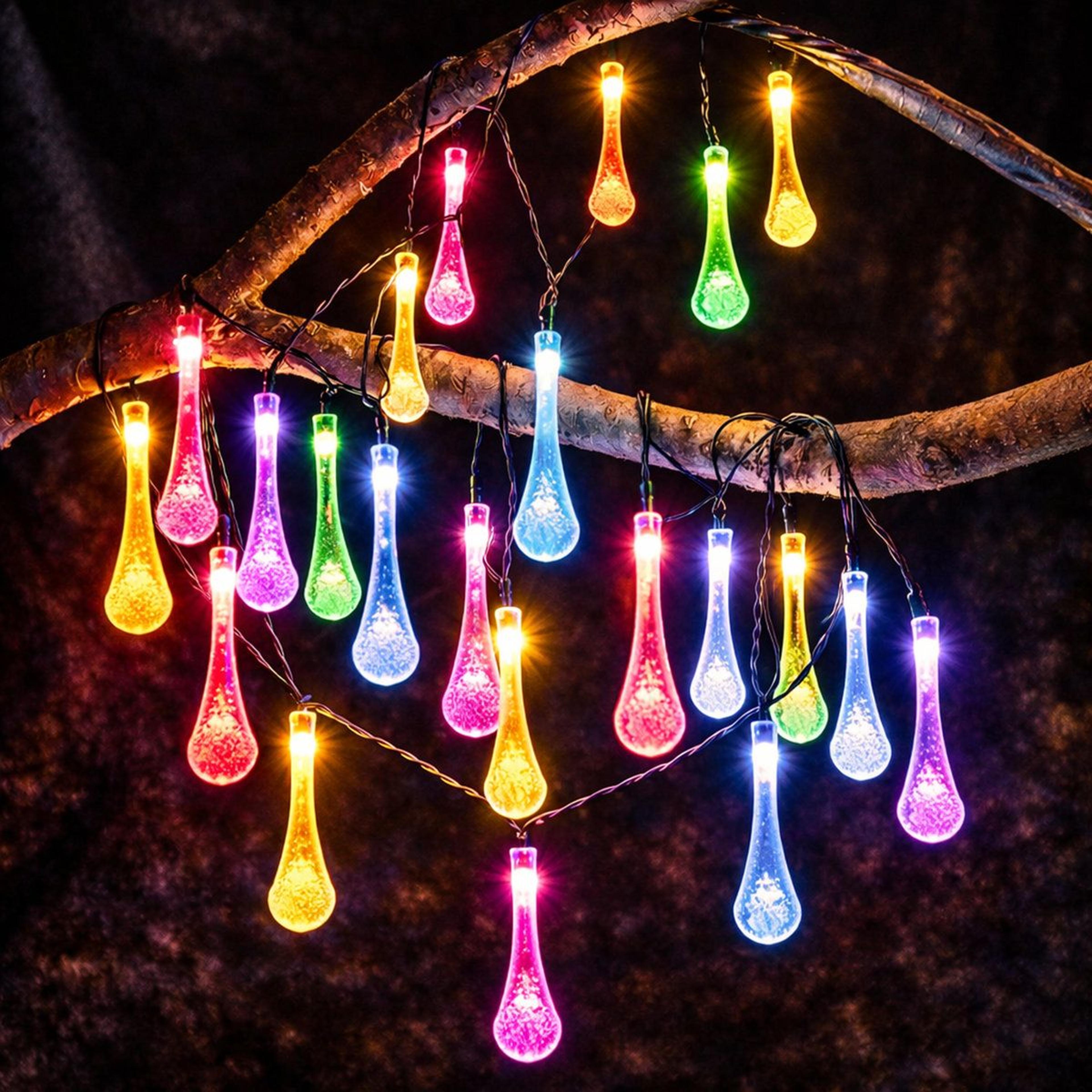 solar water drop string lights 30 led with 8 lighting modes