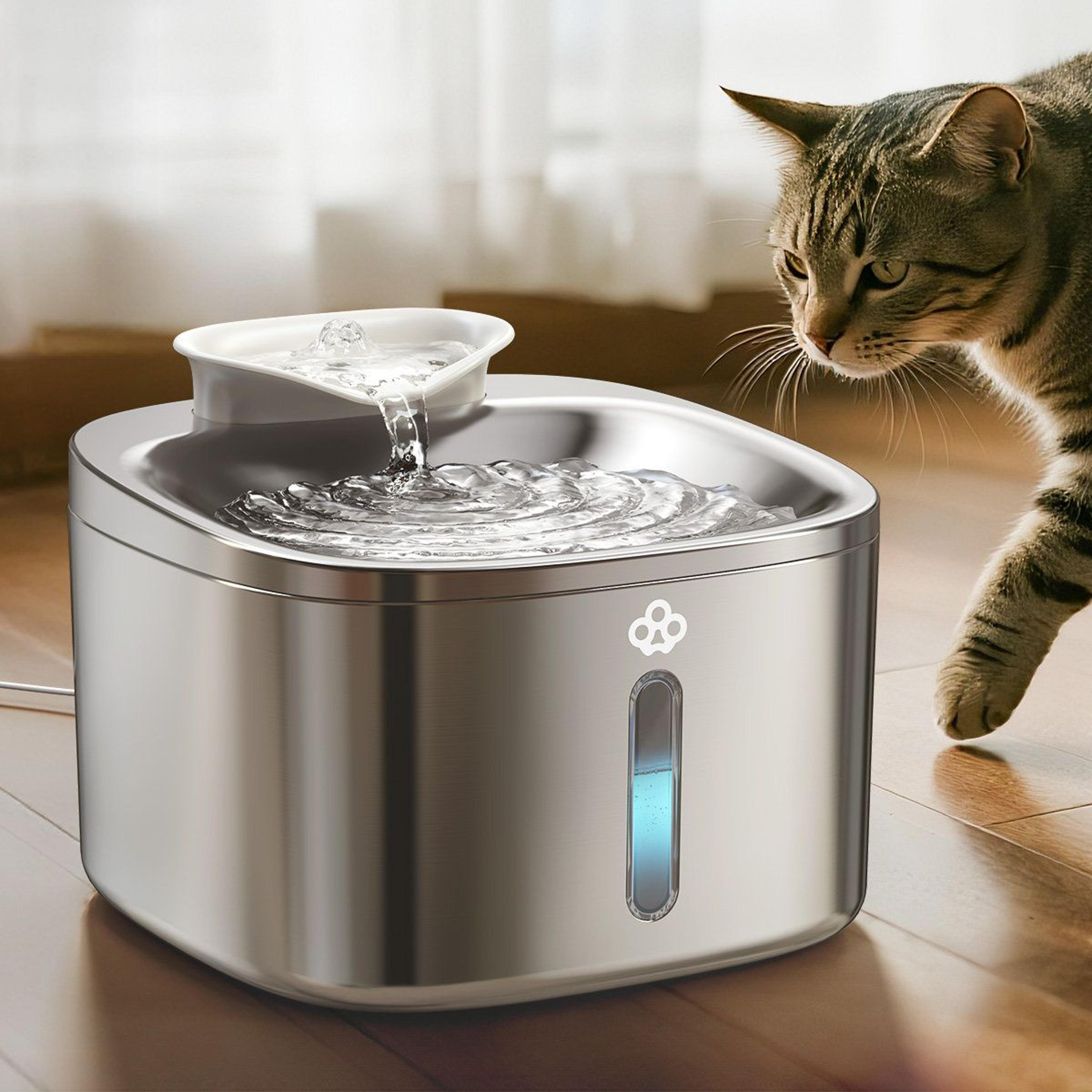 stainless steel cat water fountain 118 fl oz with 3-layer filtration