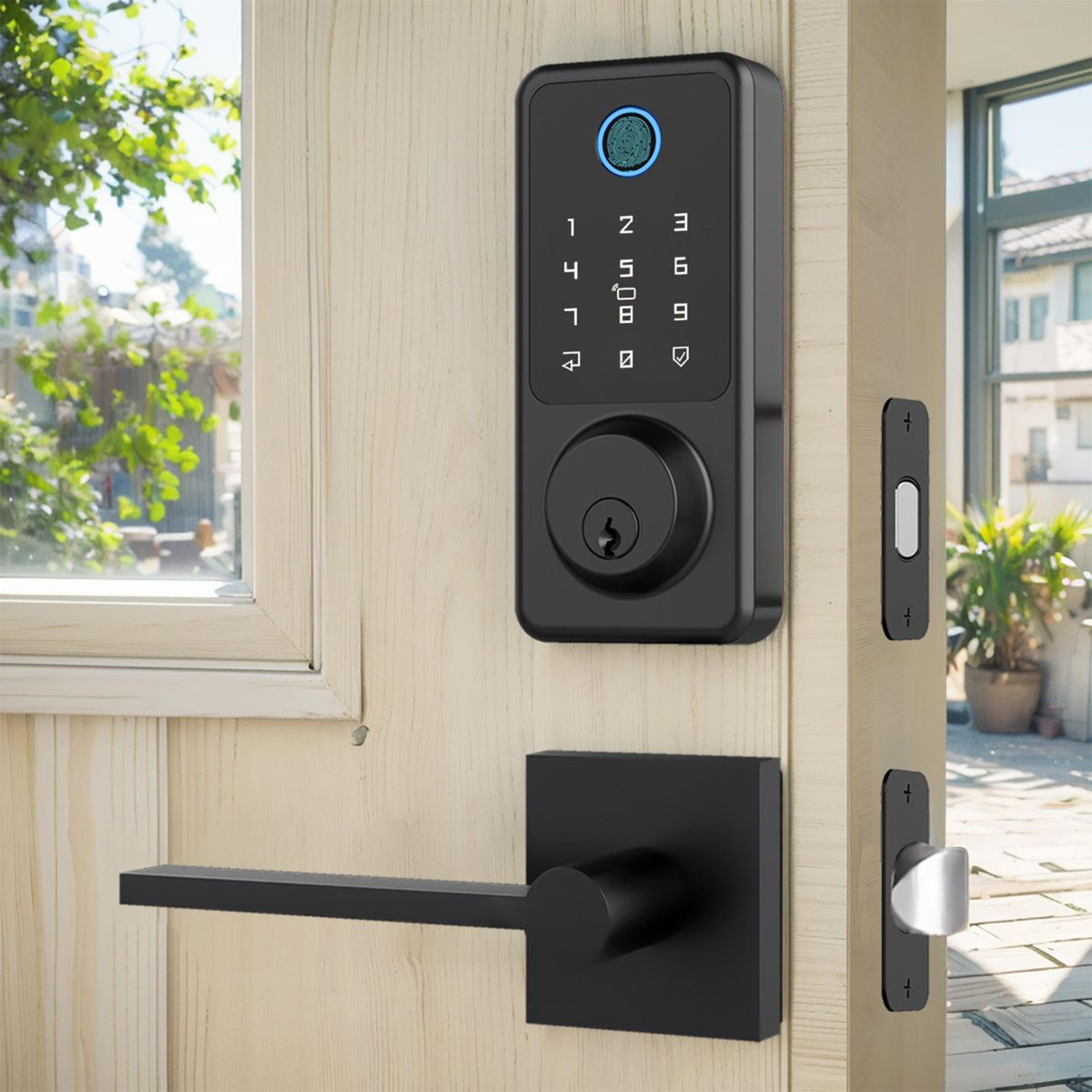 fingerprint smart door lock with reversible lever and keyless entry