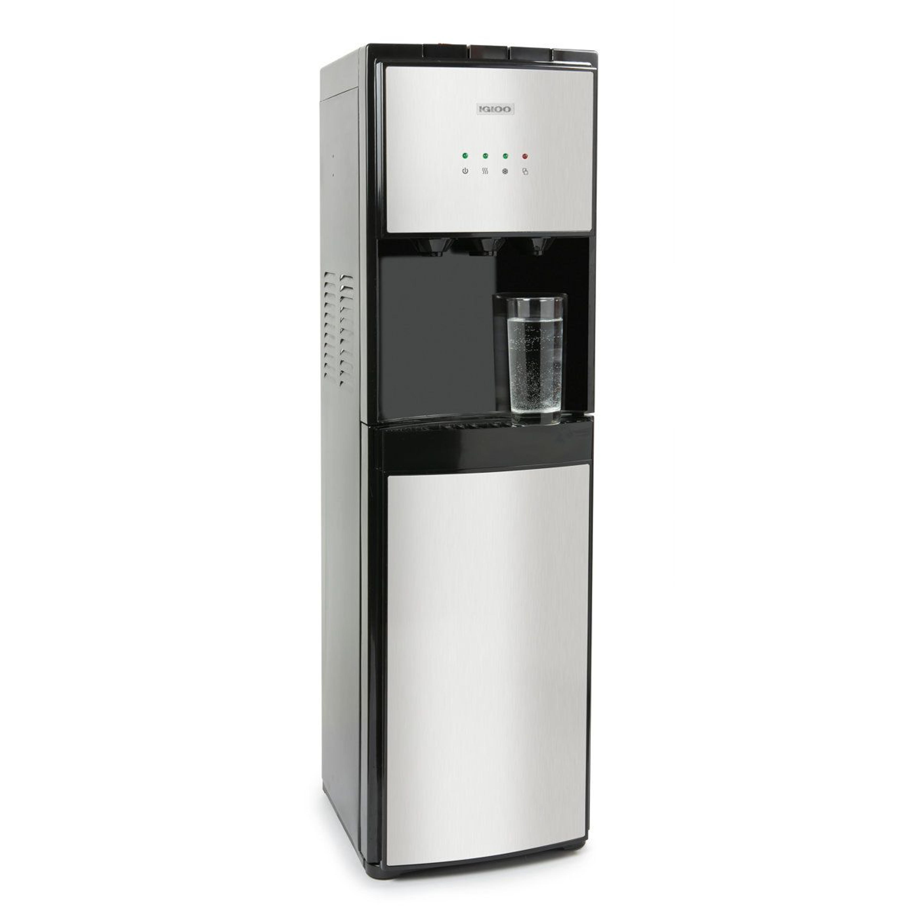 bottom loading water dispenser with hot cold and room temperature water