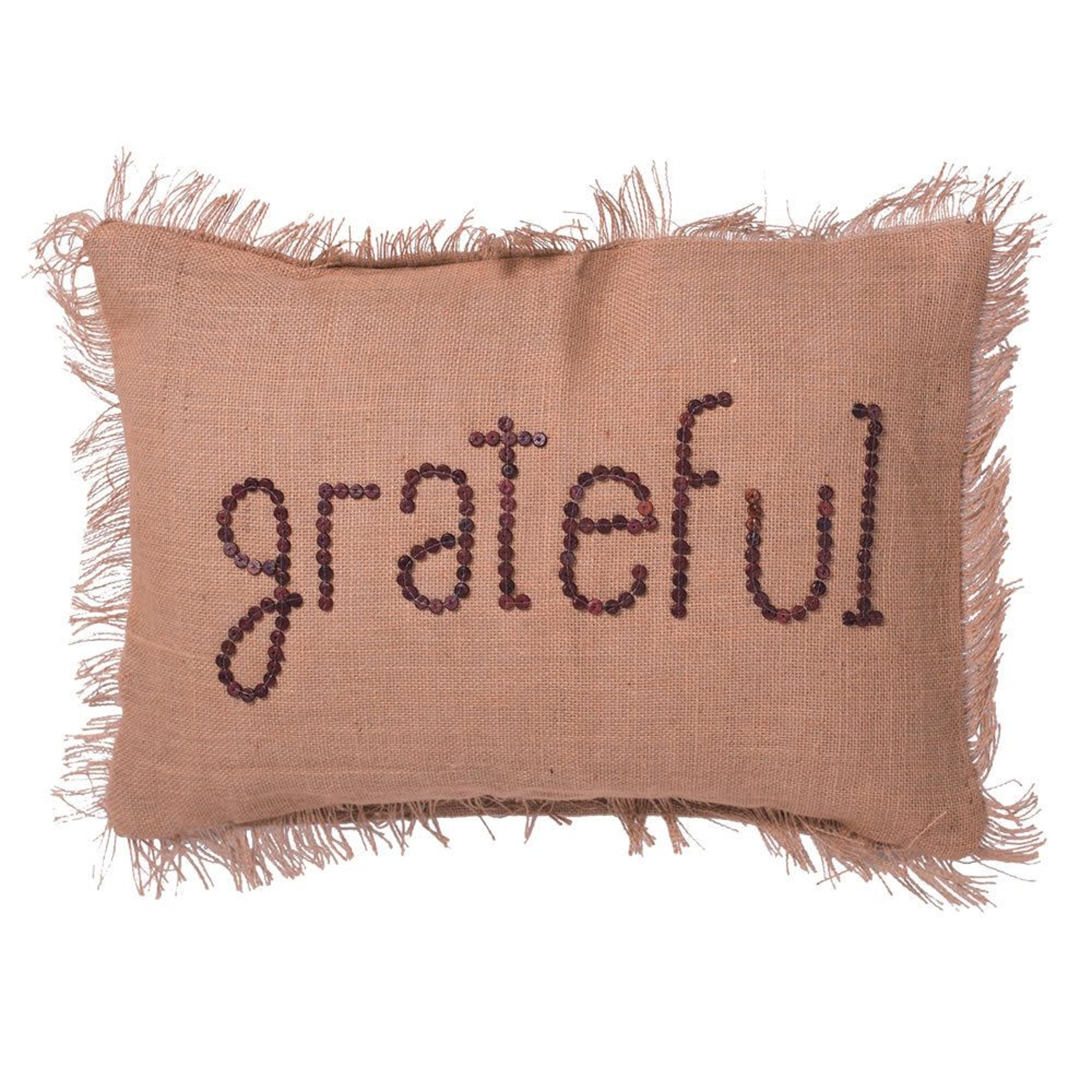 embroidered burlap lumbar throw pillow with polyester insert