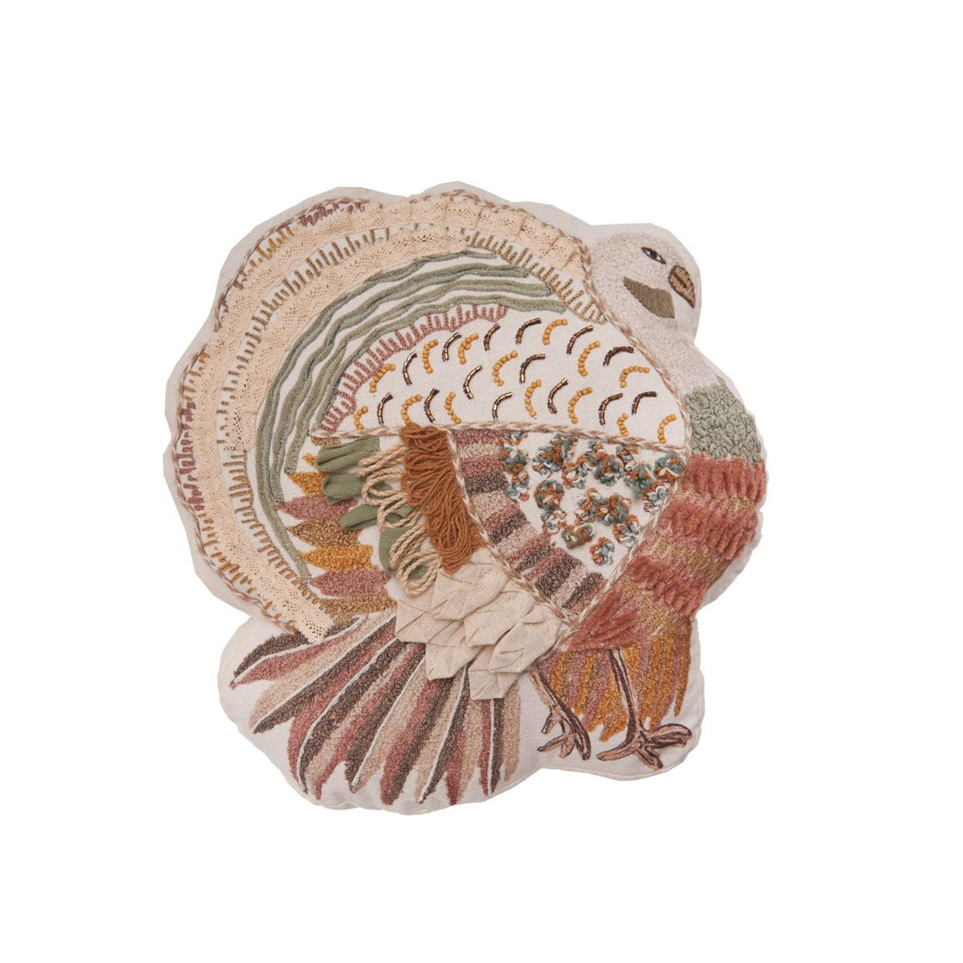 turkey shaped throw pillow 14 x 14 inch cotton decorative fall accent