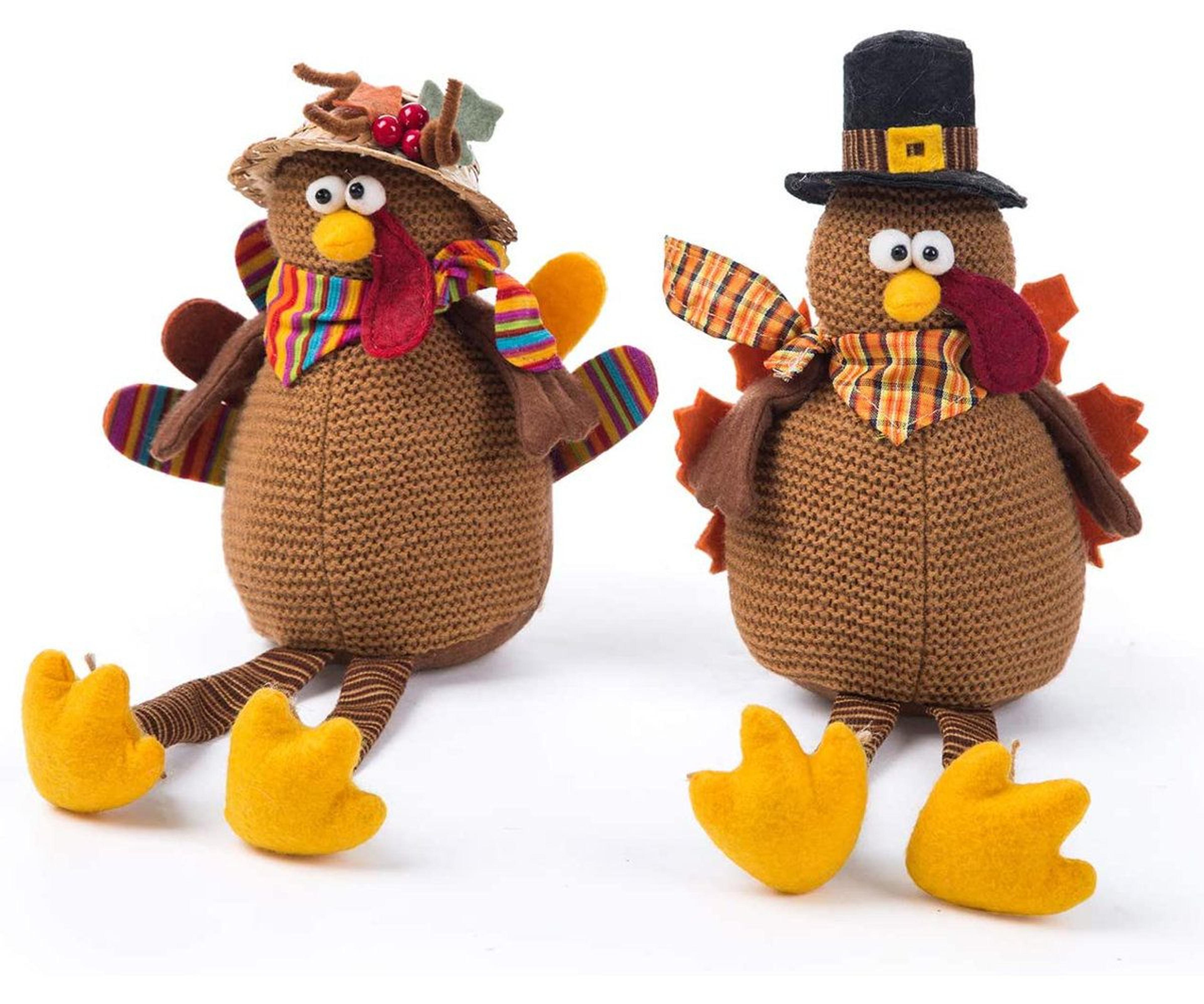 stuffed thanksgiving turkey couple sitter dolls handmade fall tabletop decor