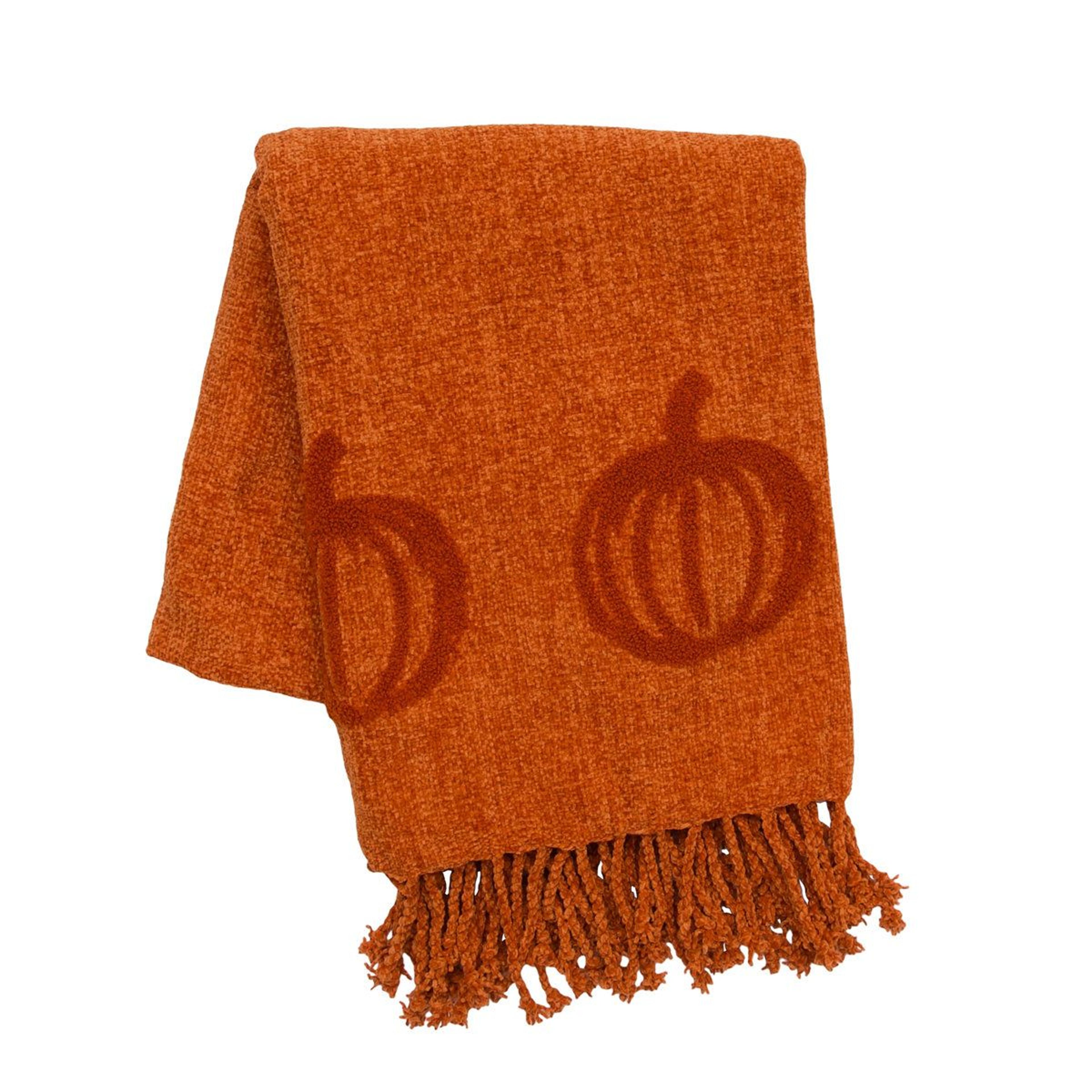 orange pumpkin throw blanket with fringe 50 x 60 inch